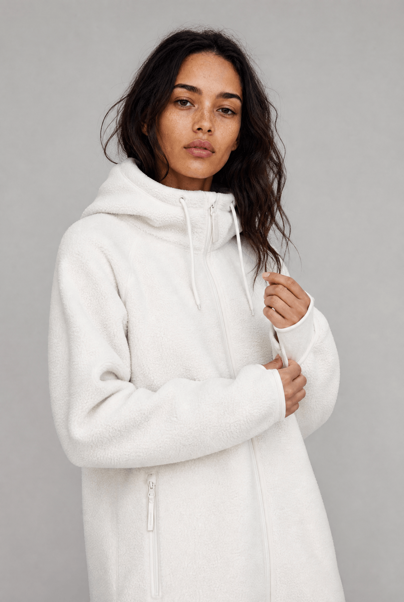 PILE LONG HOOD OFF WHITE Everest Second Layer