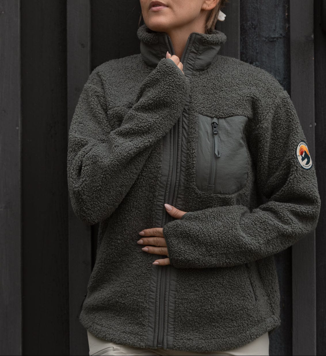 WILA PILE SHIRT KHAKI GRAU Everest Fleece mit Polarfleece