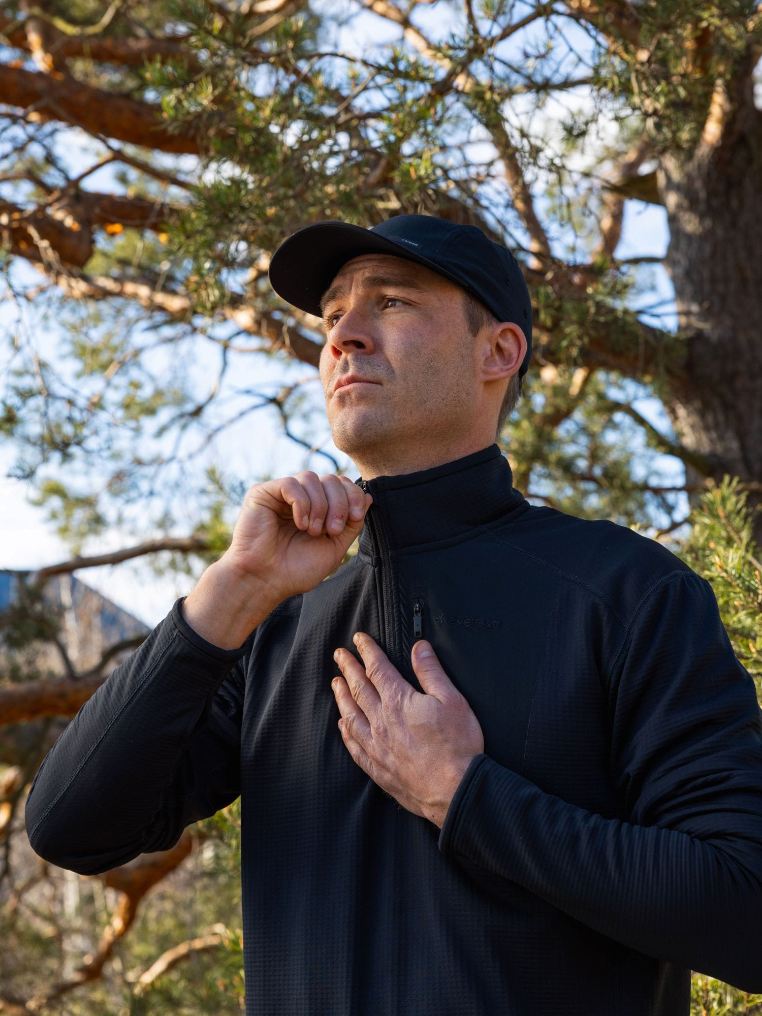 STRUCTURED QUARTER ZIP SWEATER BLACK Everest Second Layer Hood