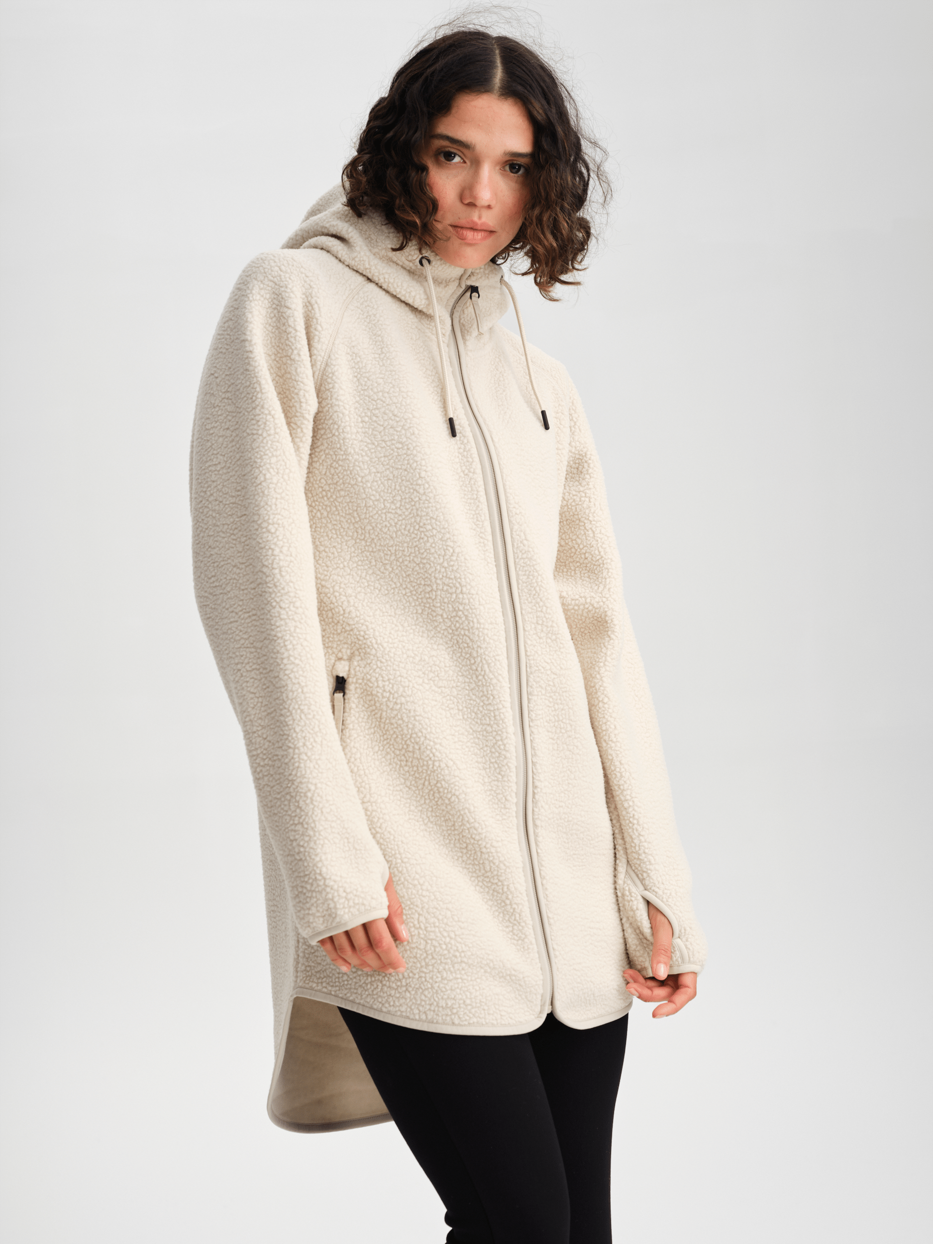 PILE LONG HOOD  IVORY BEIGE Everest Second Layer