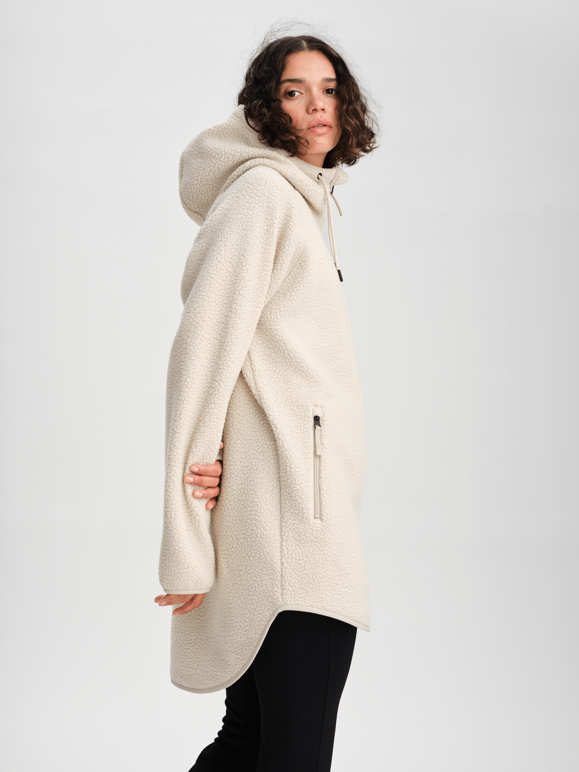 PILE LONG HOOD  IVORY BEIGE Everest Second Layer