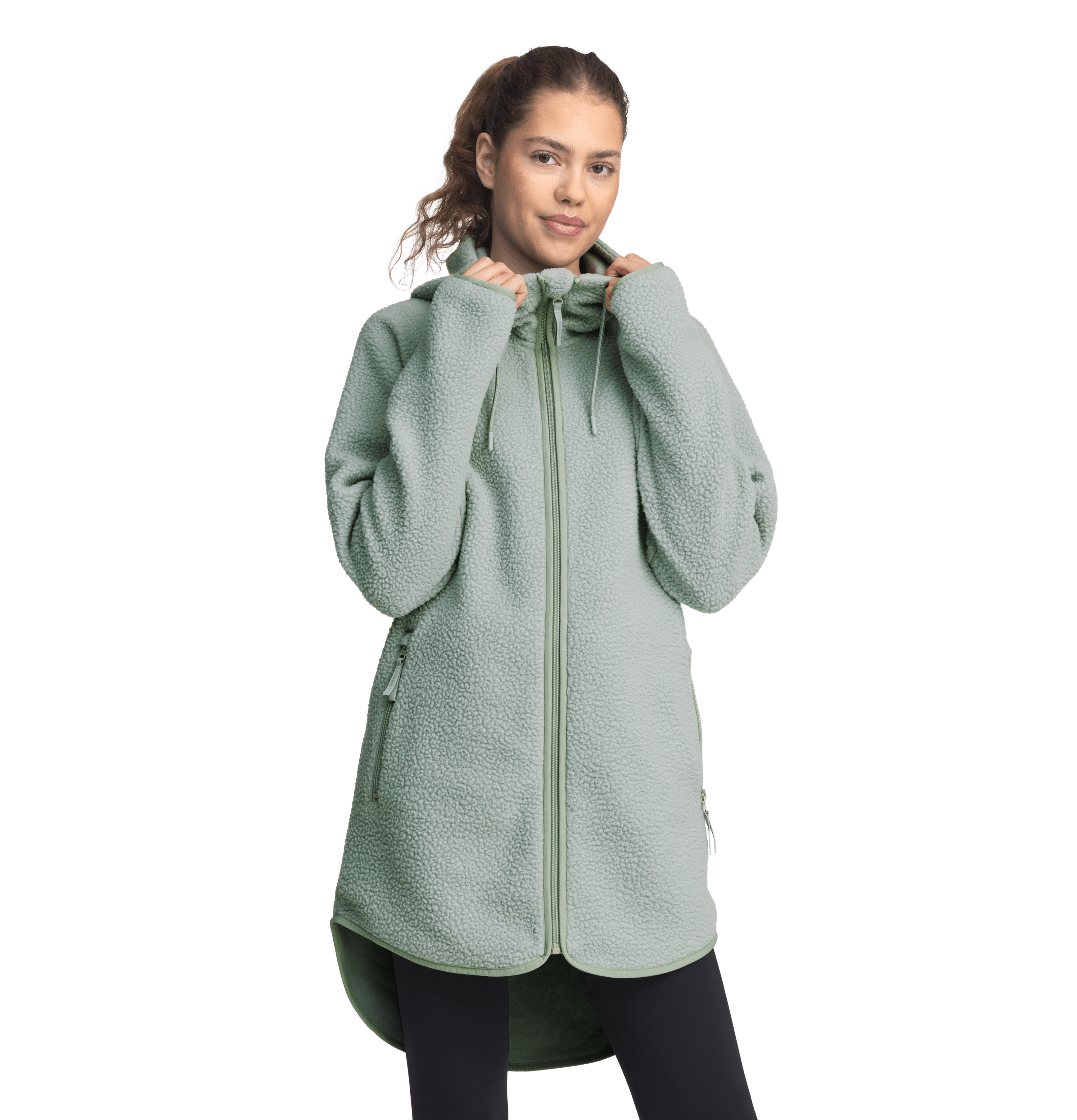 PILE LONG HOOD SAGE MIST Everest Pile Fleece