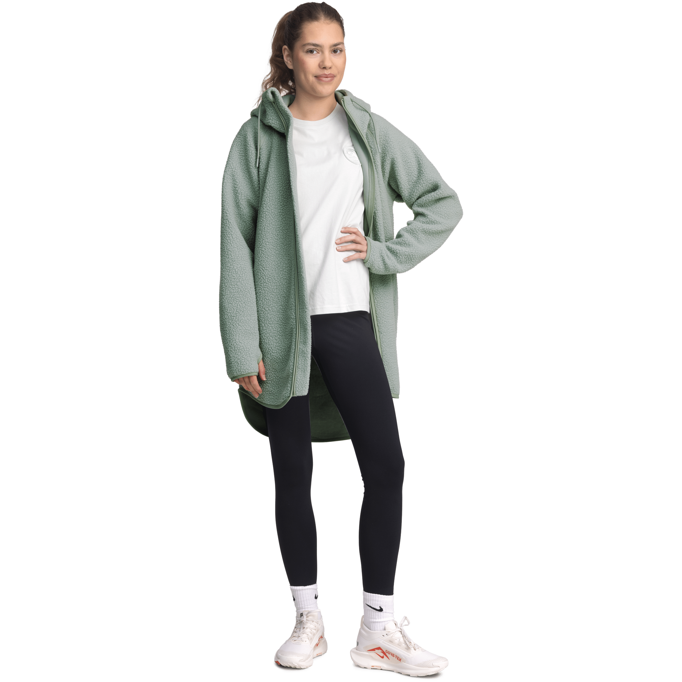 PILE LONG HOOD SAGE MIST Everest Pile Fleece