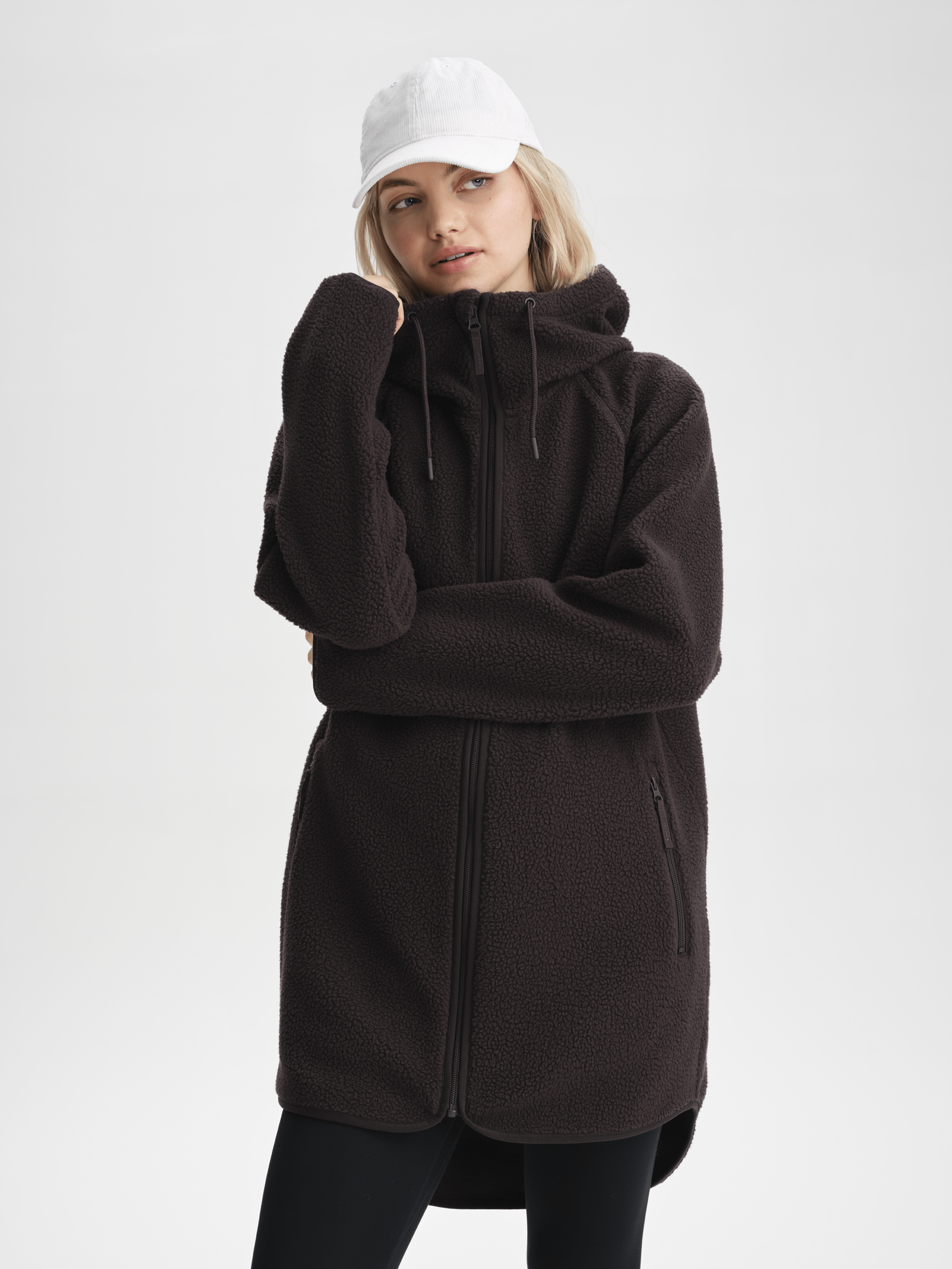 PILE LONG HOOD  CACAO BROWN Everest Second Layer