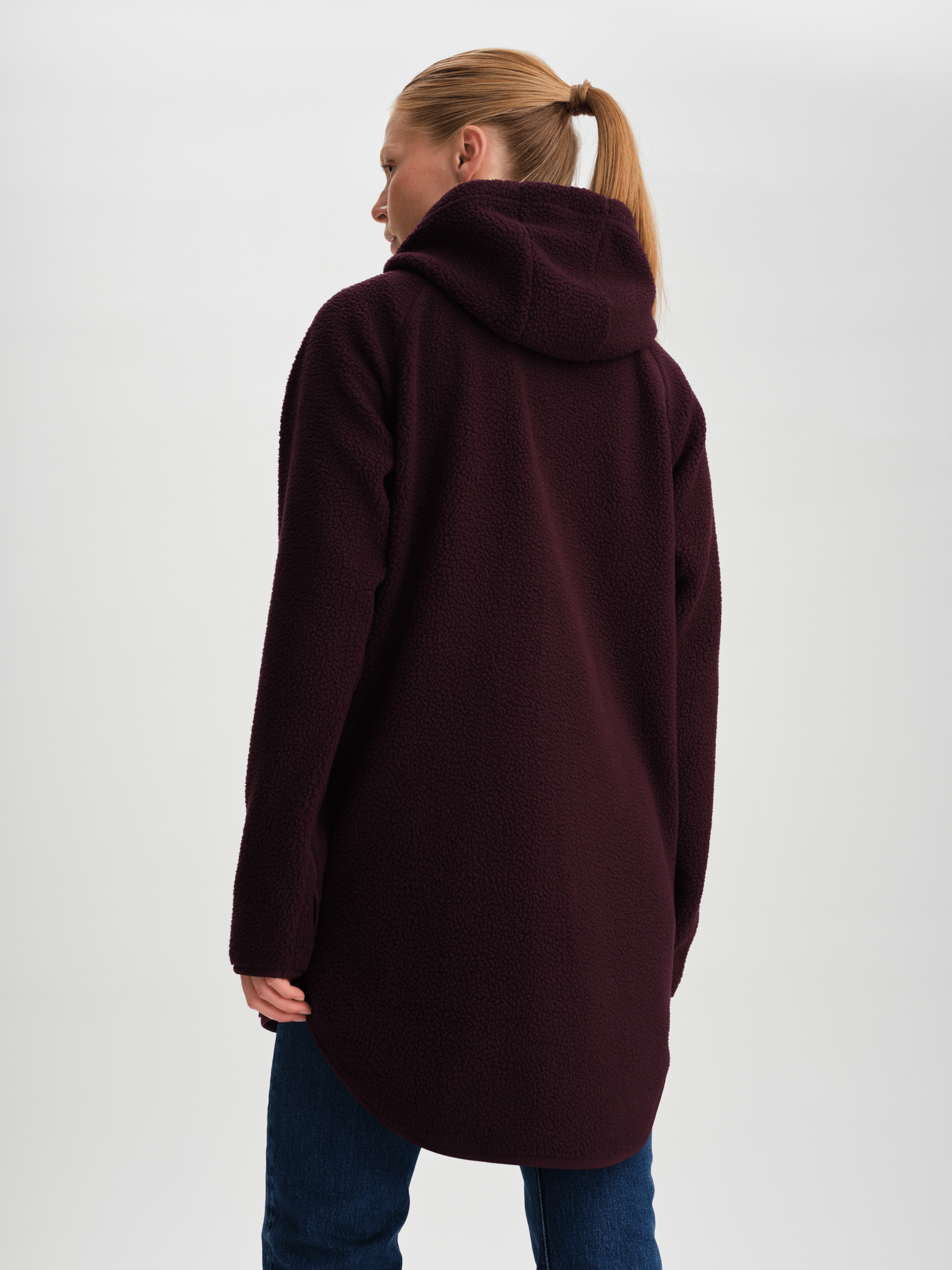 PILE LONG HOOD  BURGUNDY Everest Second Layer