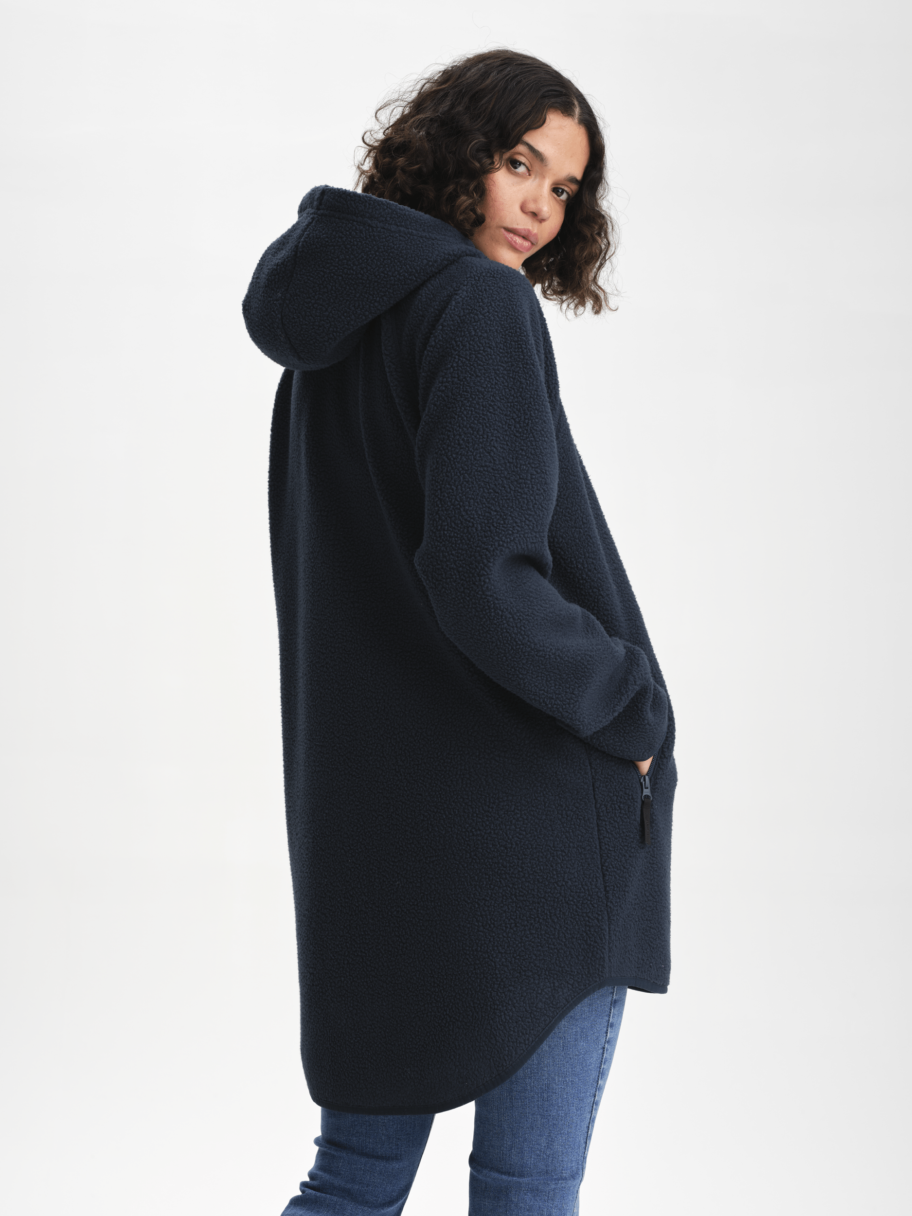 PILE LONG HOOD NAVY Everest Fleece Jumper
