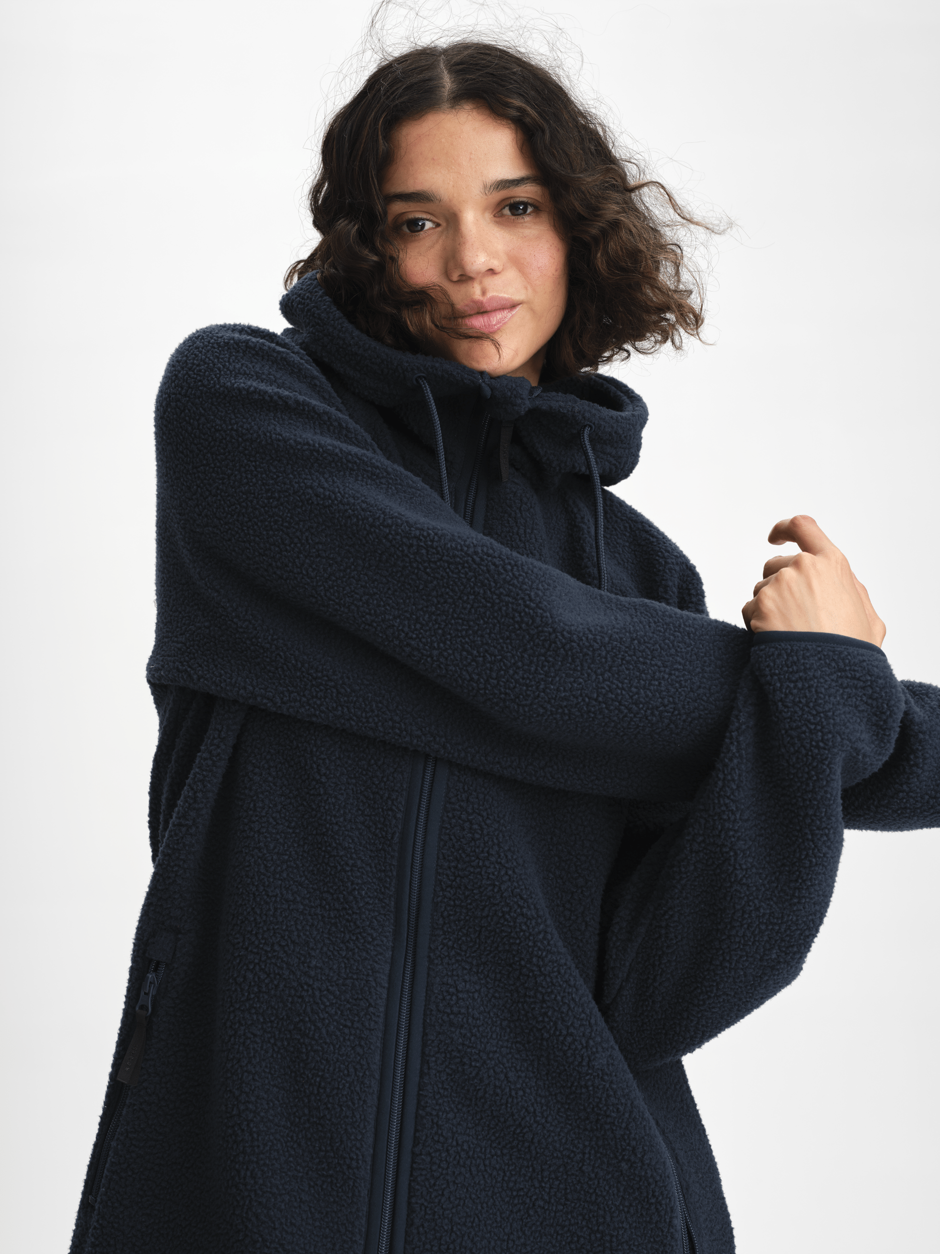 PILE LONG HOOD NAVY Everest Fleece Jumper