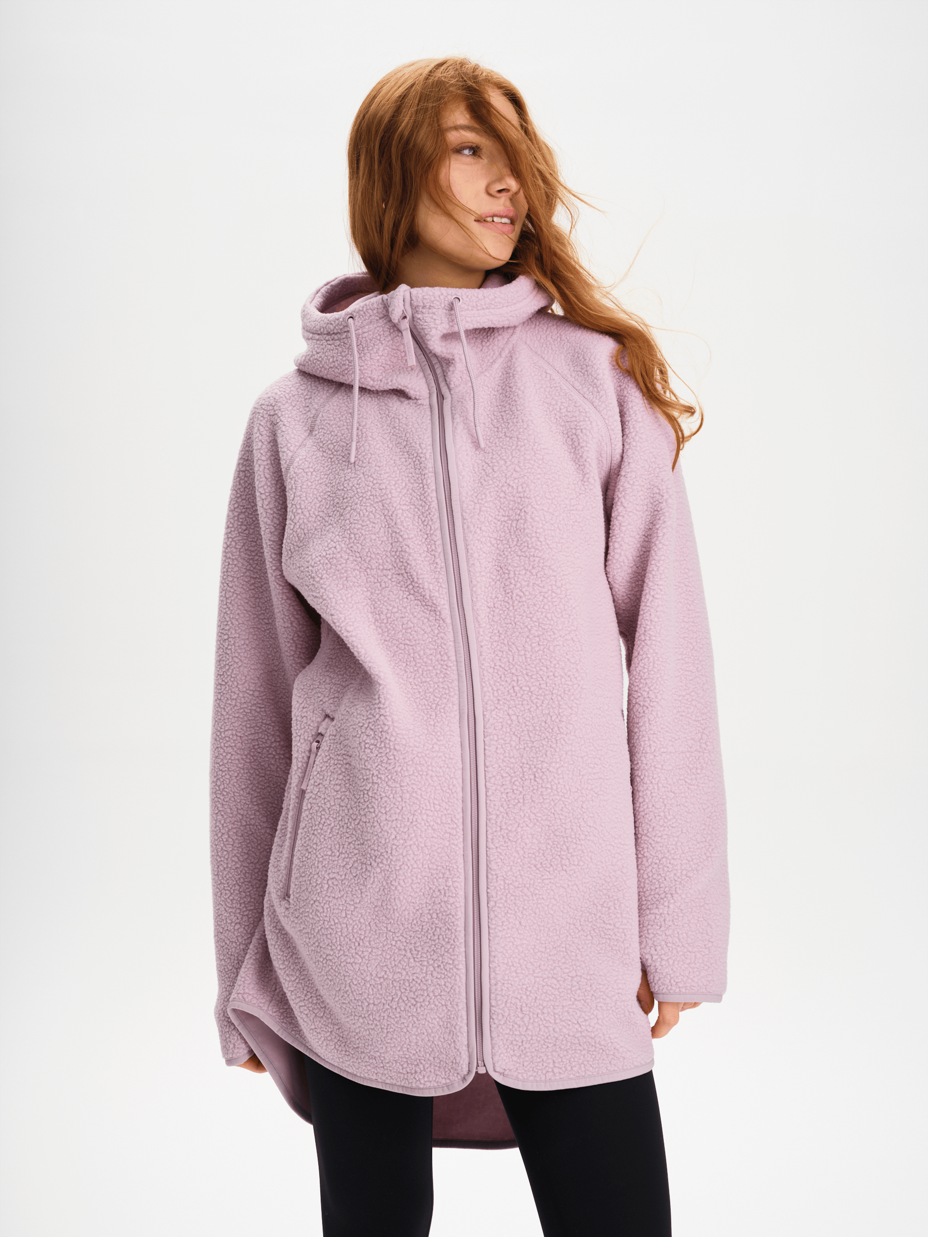 PILE LANGER KAPUZENPULLOVER MAUVE BLUSH Everest Zweite Schicht