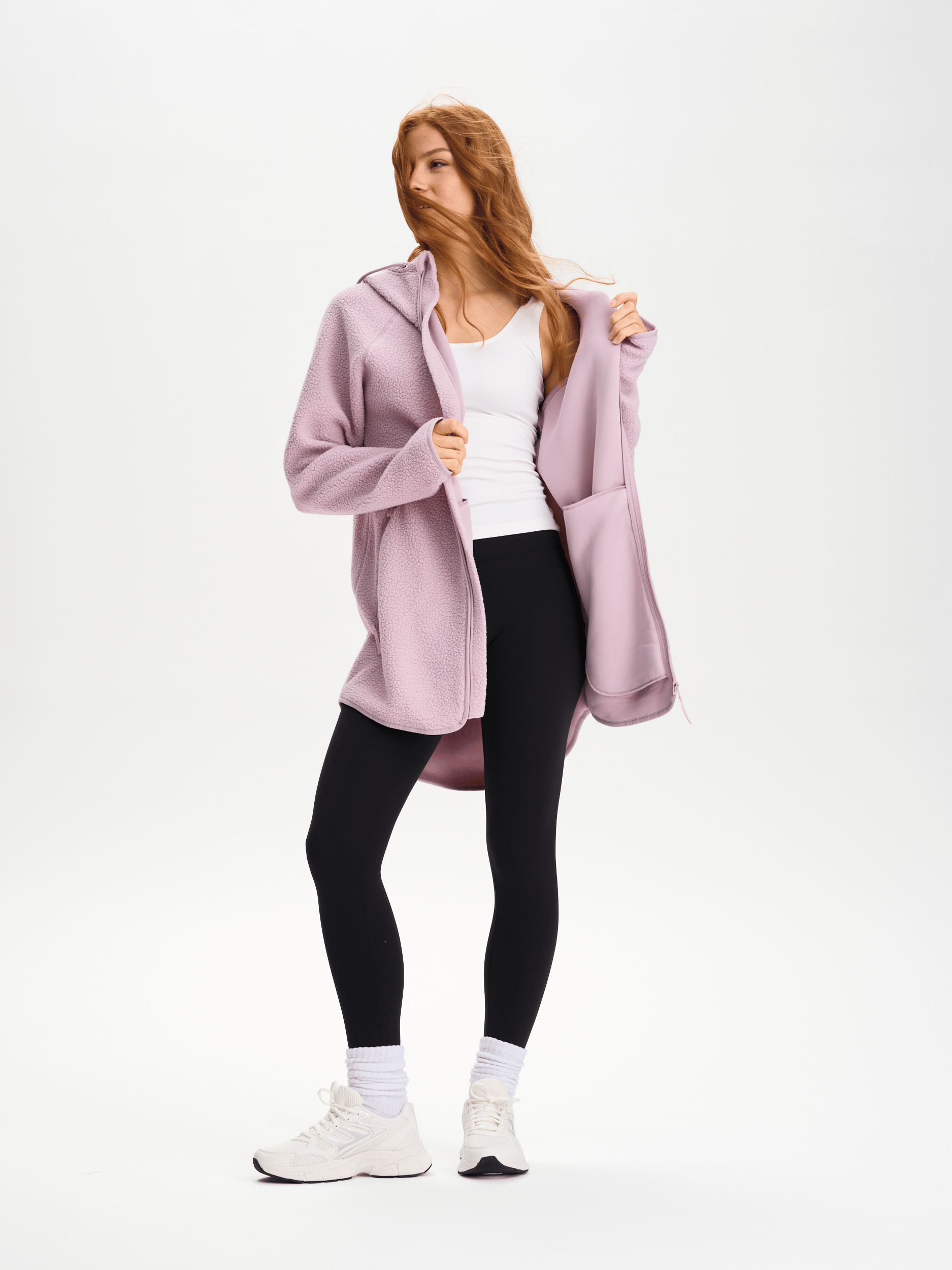 PILE LANGER KAPUZENPULLOVER MAUVE BLUSH Everest Zweite Schicht