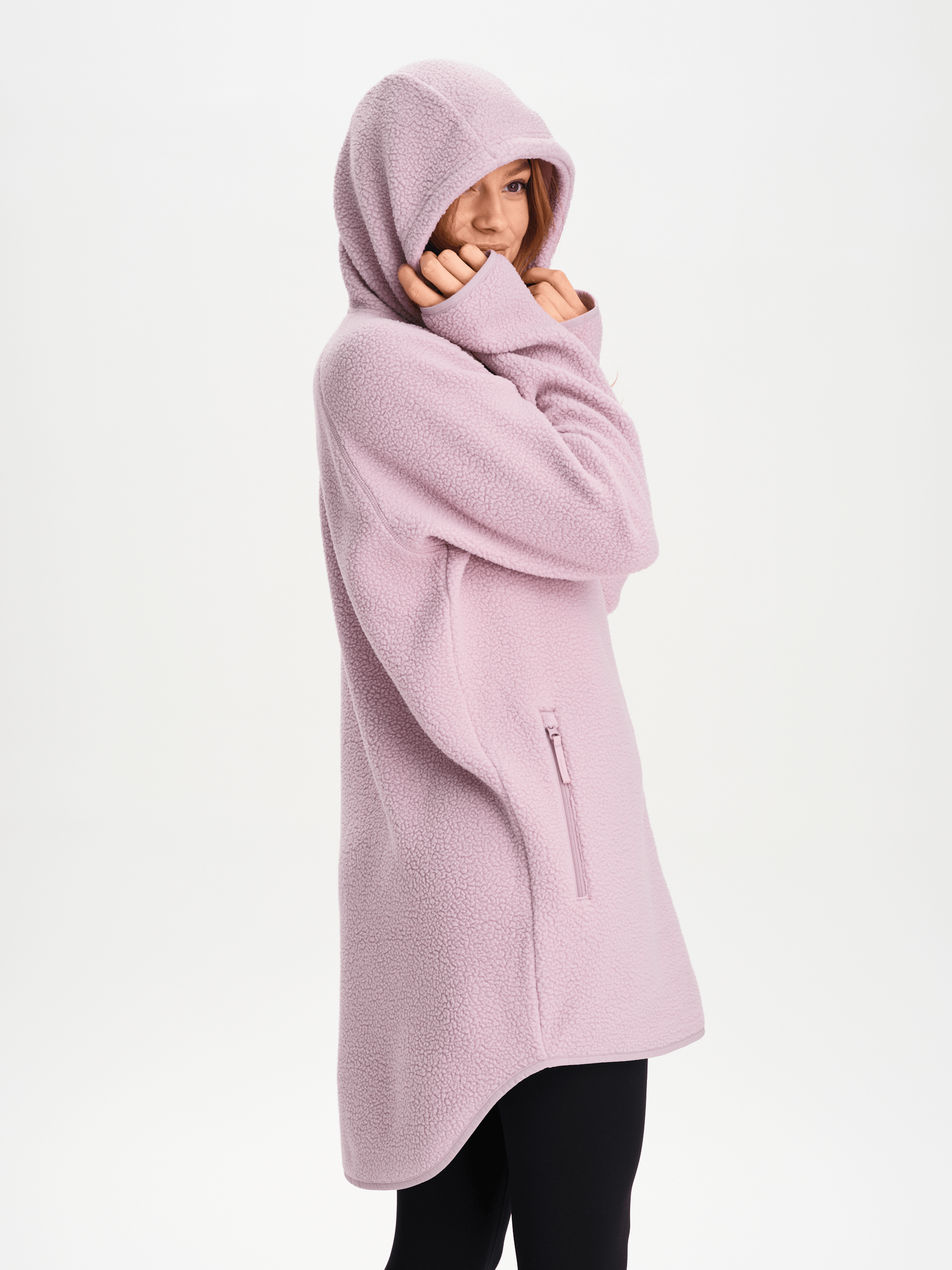 PILE LANGER KAPUZENPULLOVER MAUVE BLUSH Everest Zweite Schicht