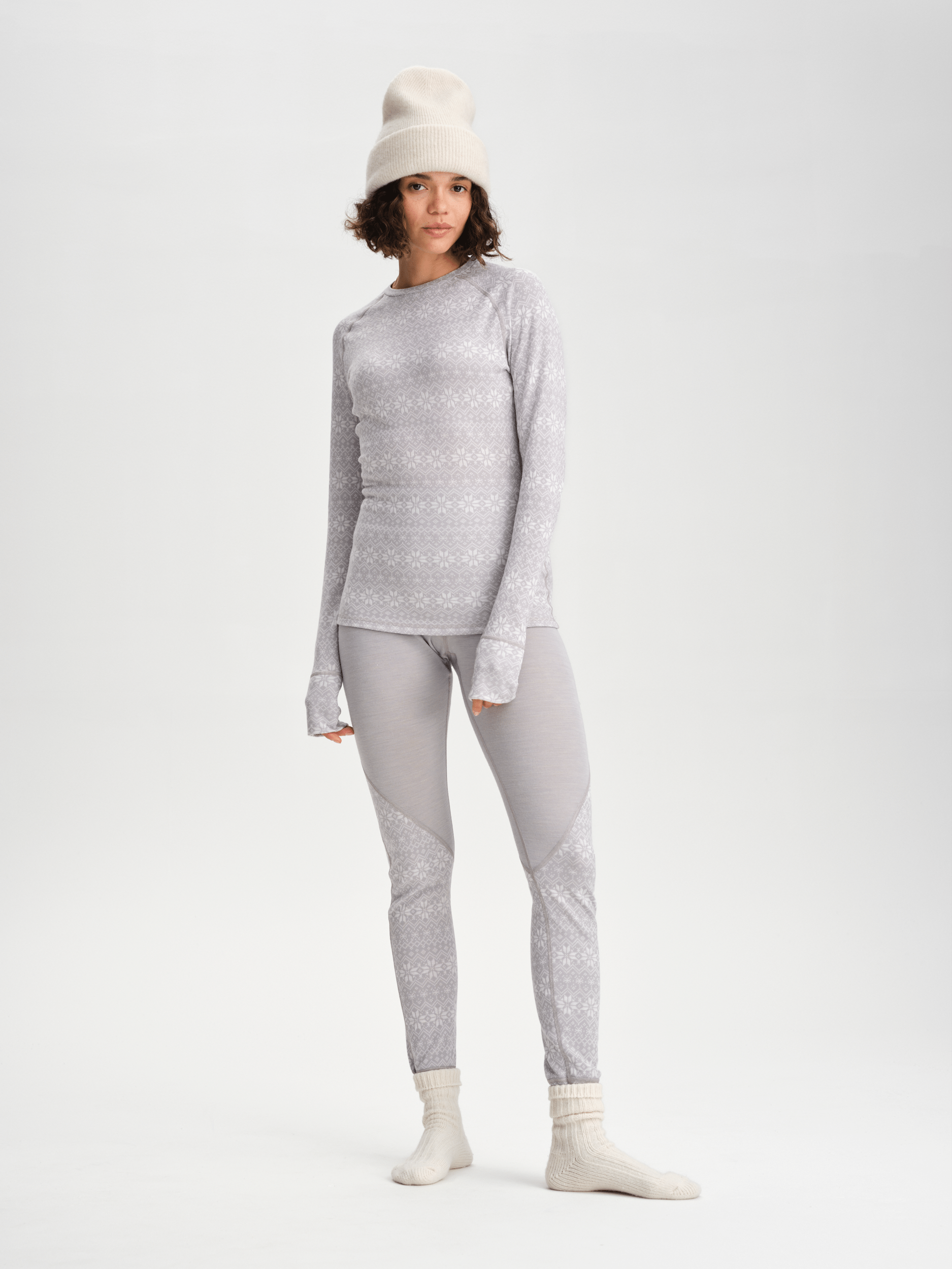 KOSZULKA BAZOWA Z WEŁNY WZÓR OFFWHITE DAMSKA Everest Warstwa bazowa z wełny