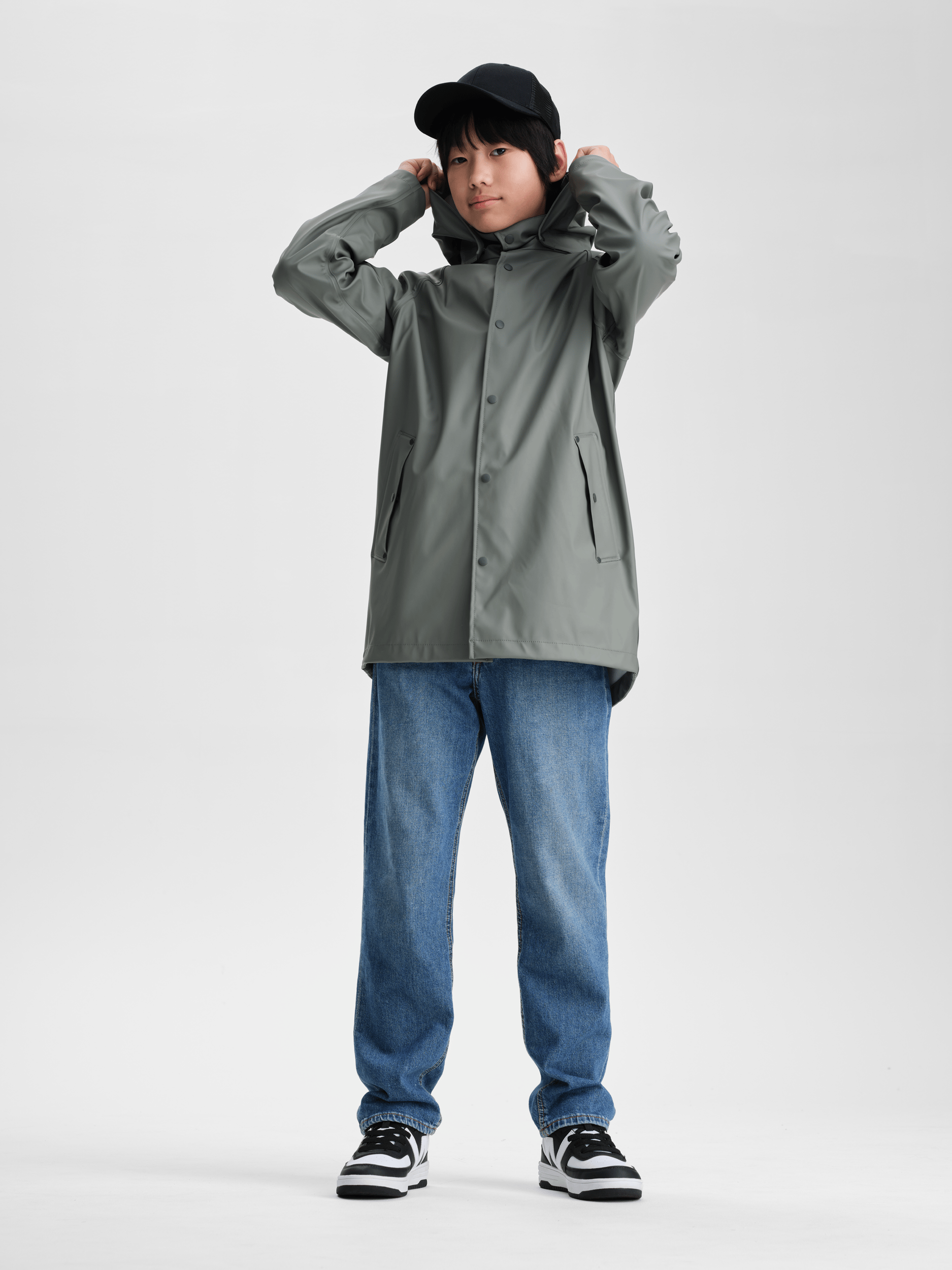 REGENJACKE KHAKI GRAU JUNIOR Everest Allwetterjacke