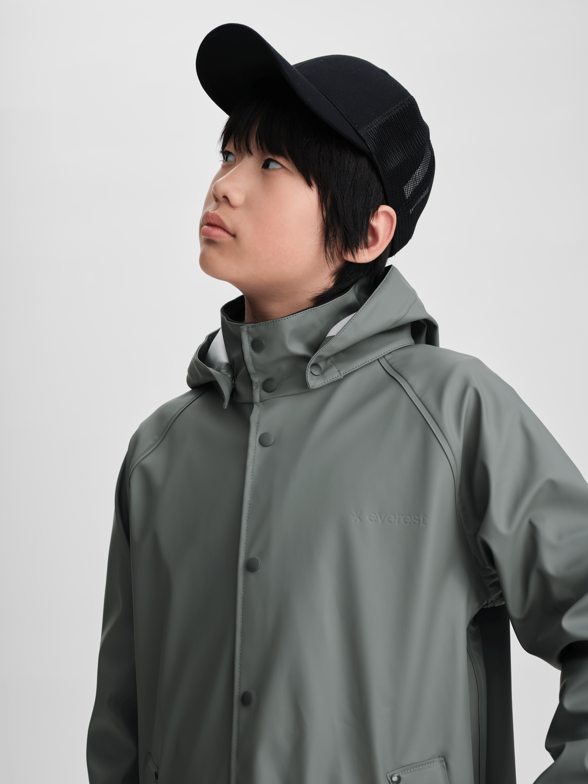 REGENJACKE KHAKI GRAU JUNIOR Everest Allwetterjacke