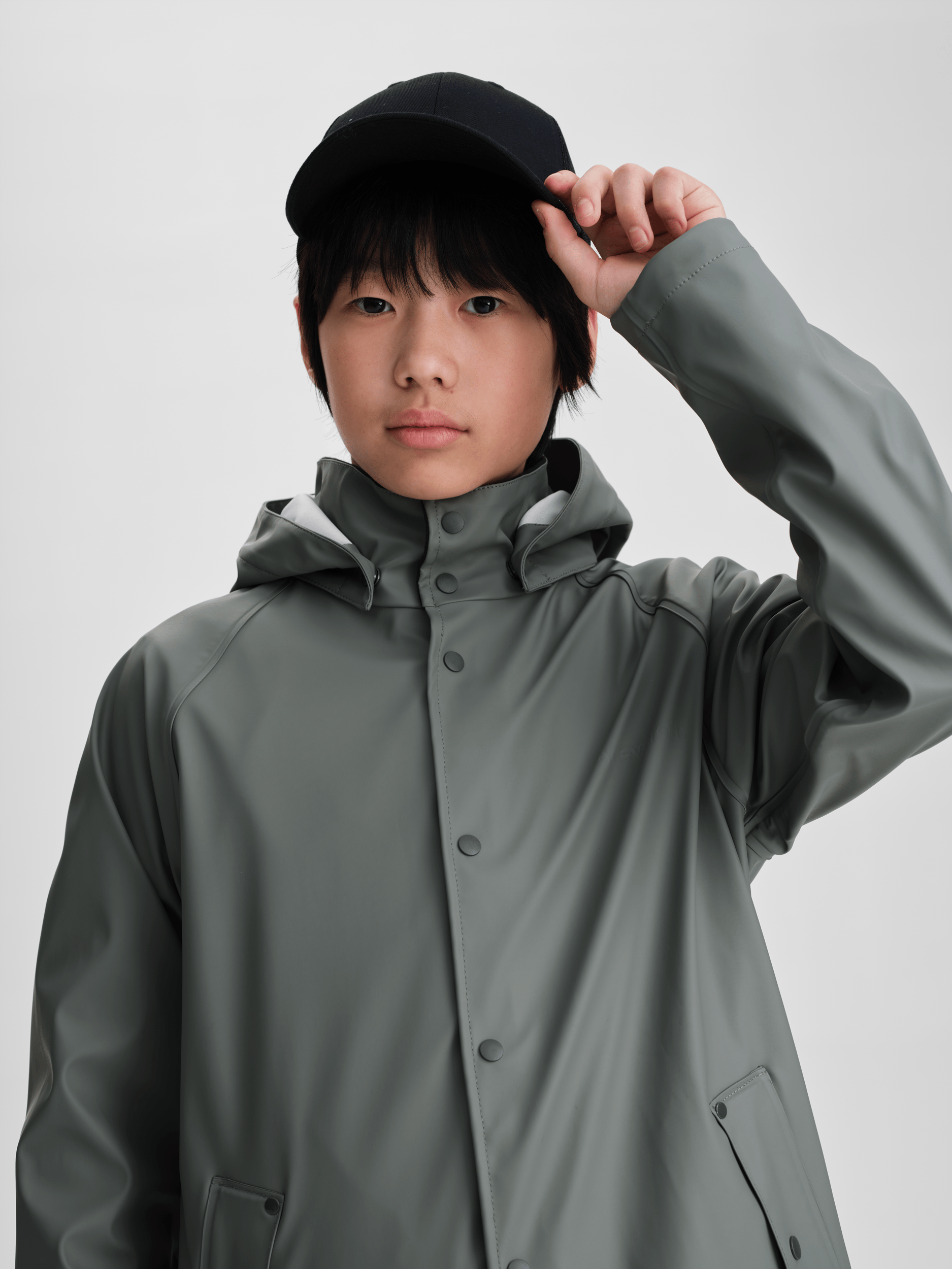 REGENJACKE KHAKI GRAU JUNIOR Everest Allwetterjacke