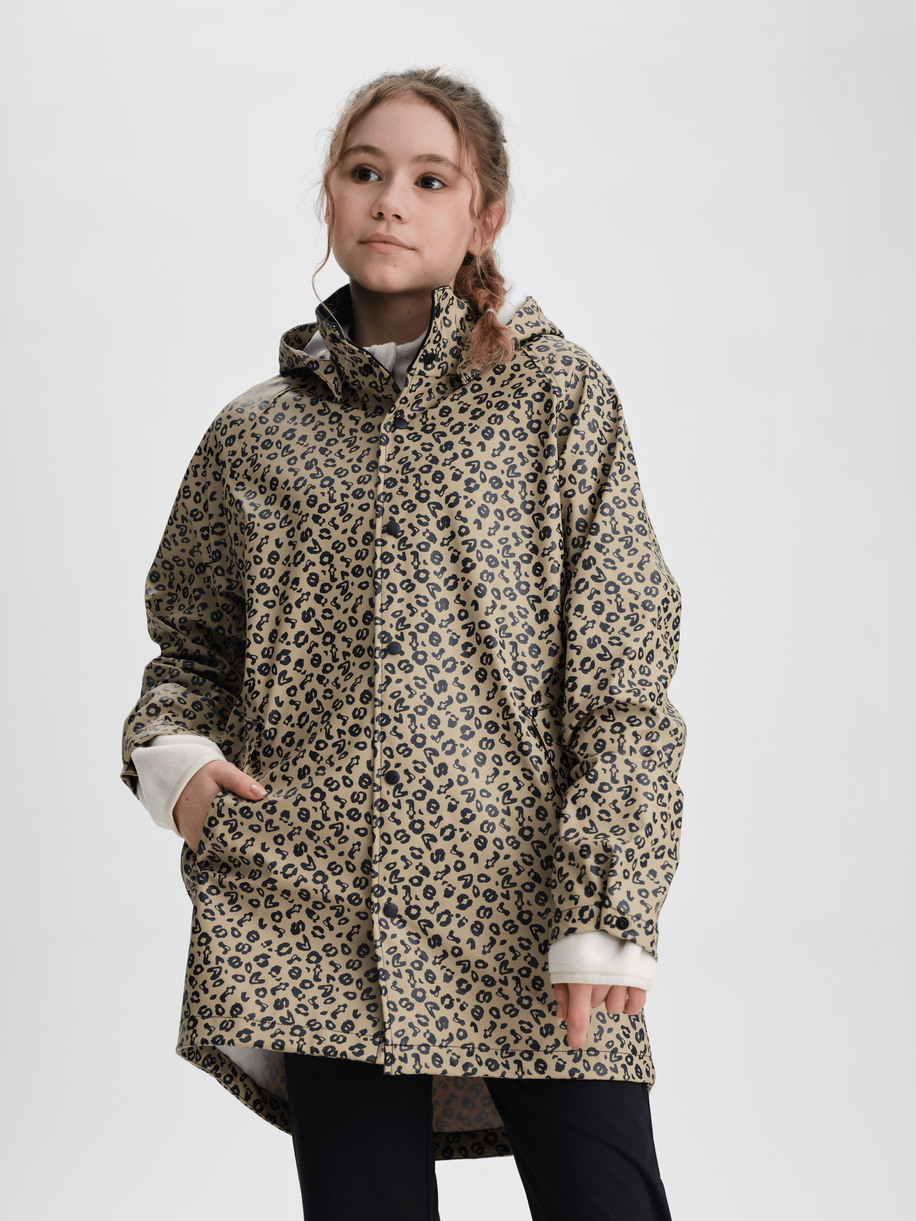 PŁASZCZ PRZECIWDESZCZOWY JASNO BEŻOWY LEOPARD JUNIOR Everest Płaszcz na każdą pogodę