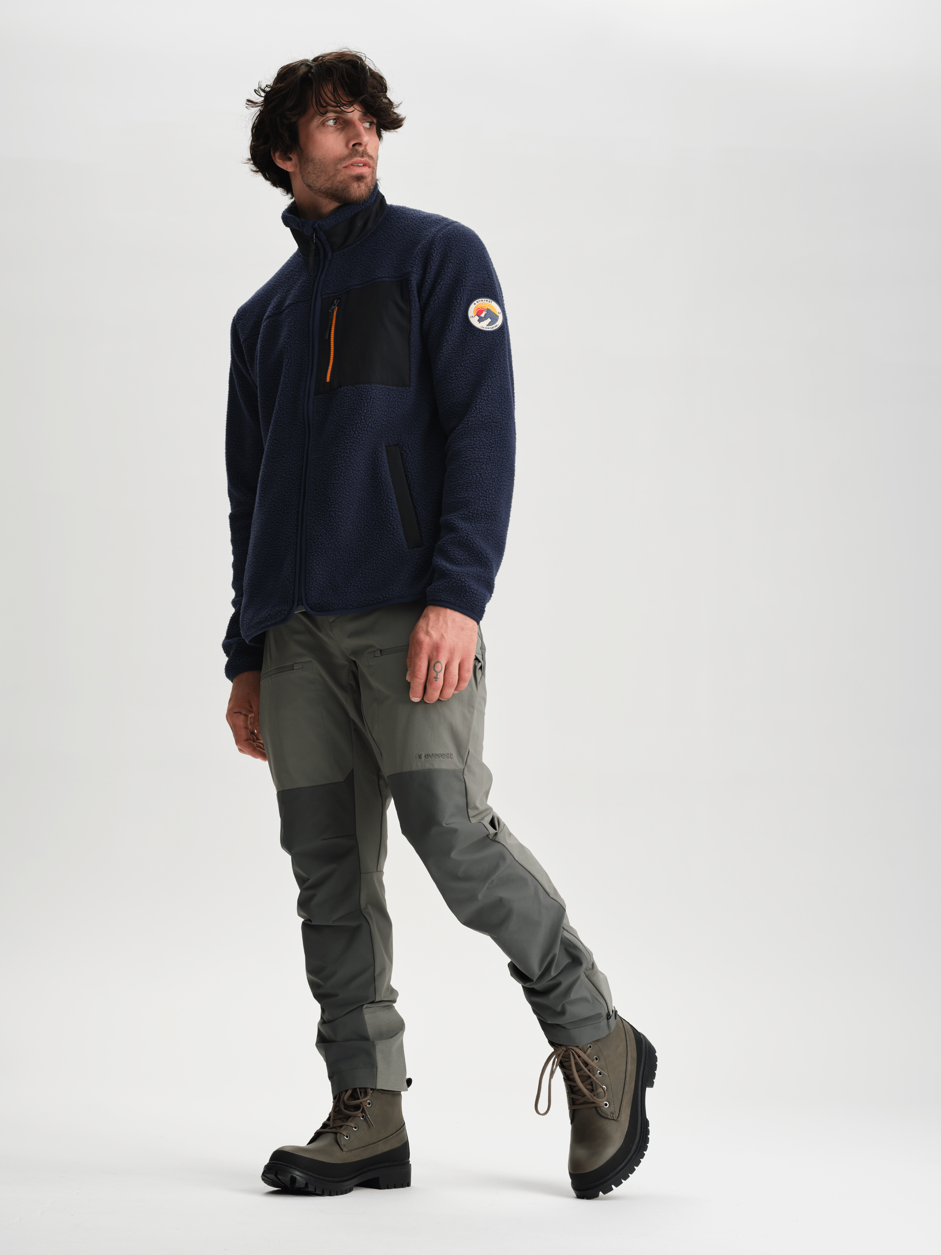 PILE SHIRT RETRO NAVY/SCHWARZ Everest Fleece-Pullover