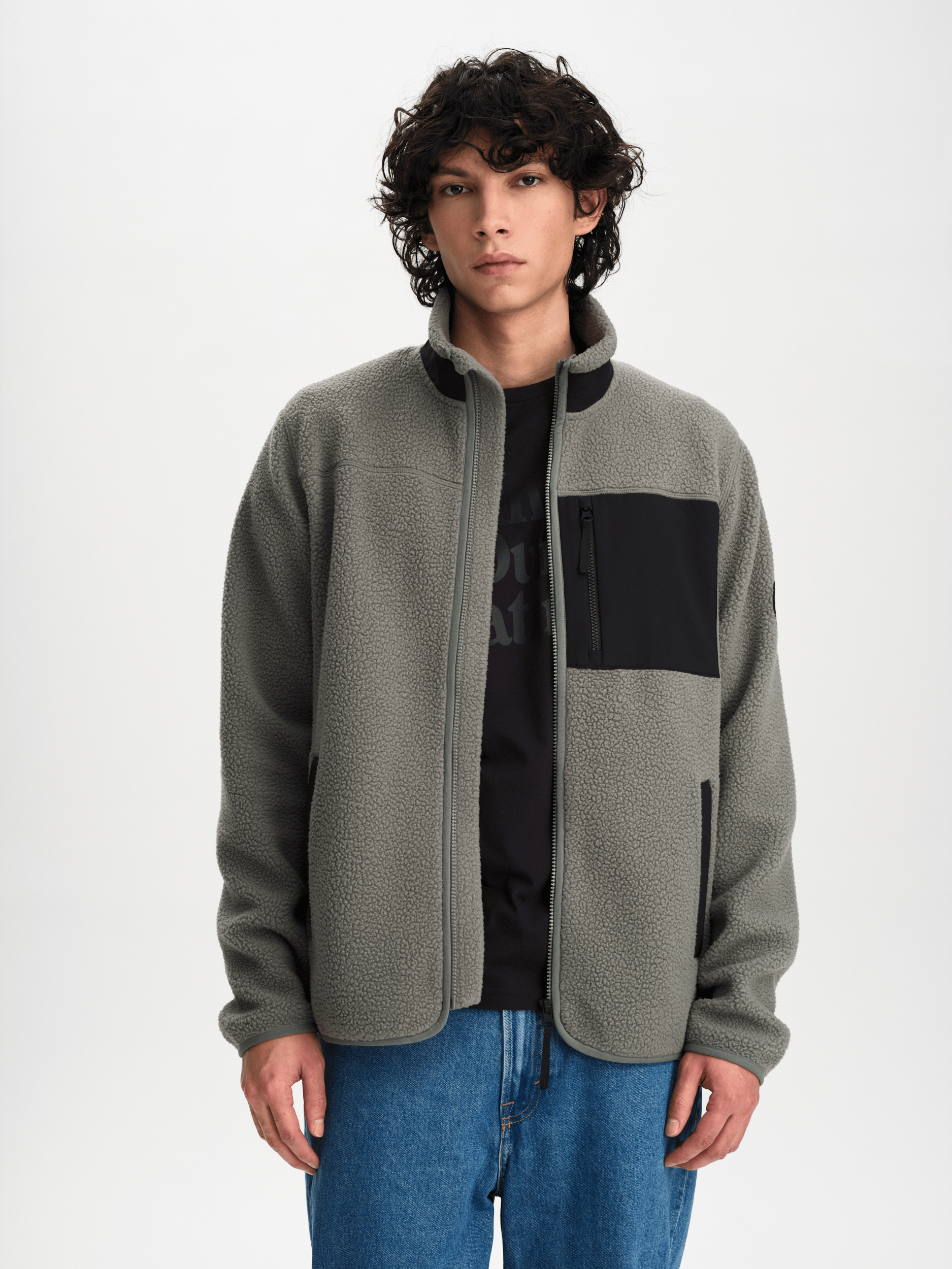 PILE SHIRT RETRO - KHAKI GREY/BLACK Everest Pile Fleece