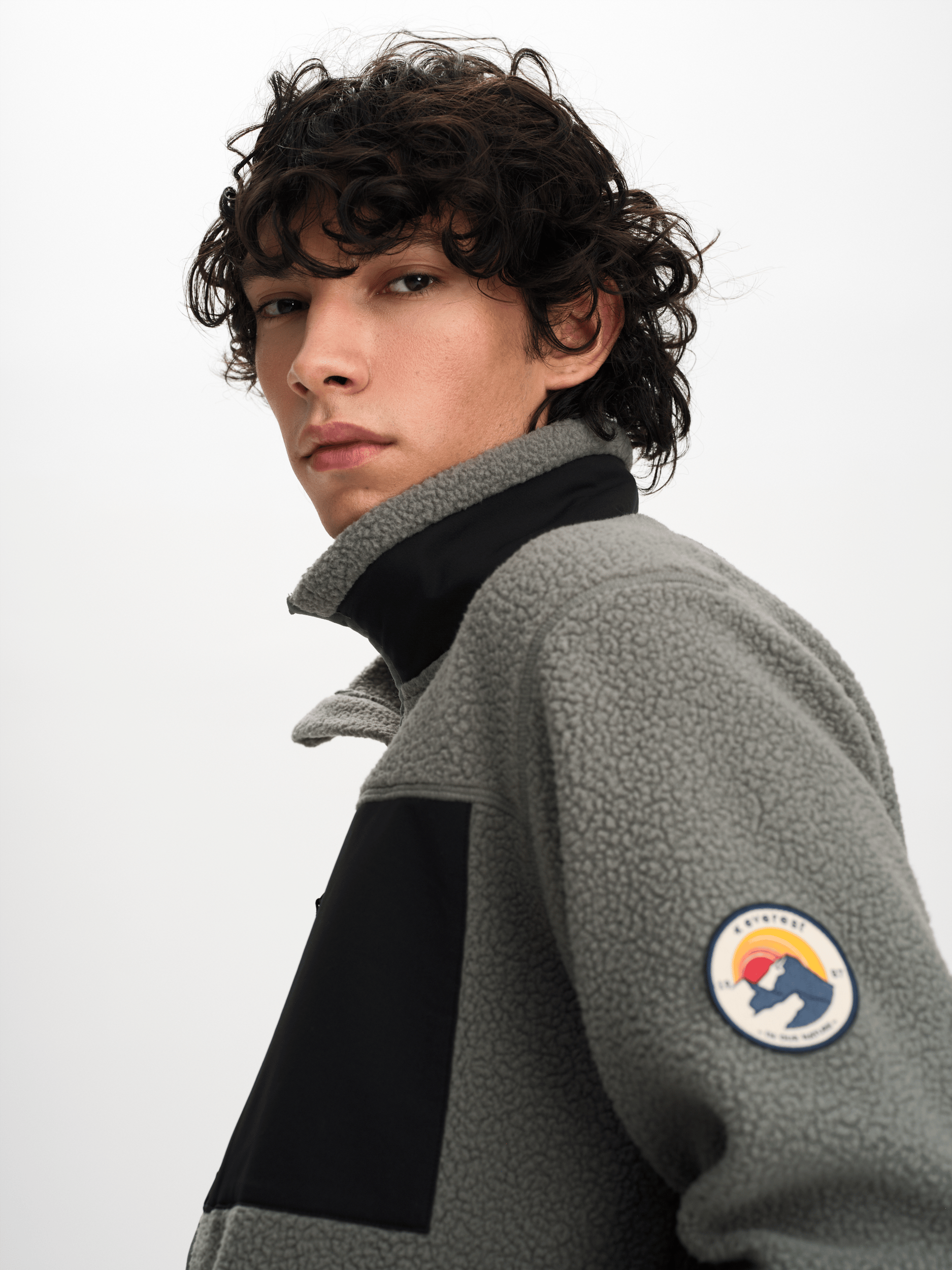 PILE SHIRT RETRO - KHAKI GREY/BLACK Everest Pile Fleece