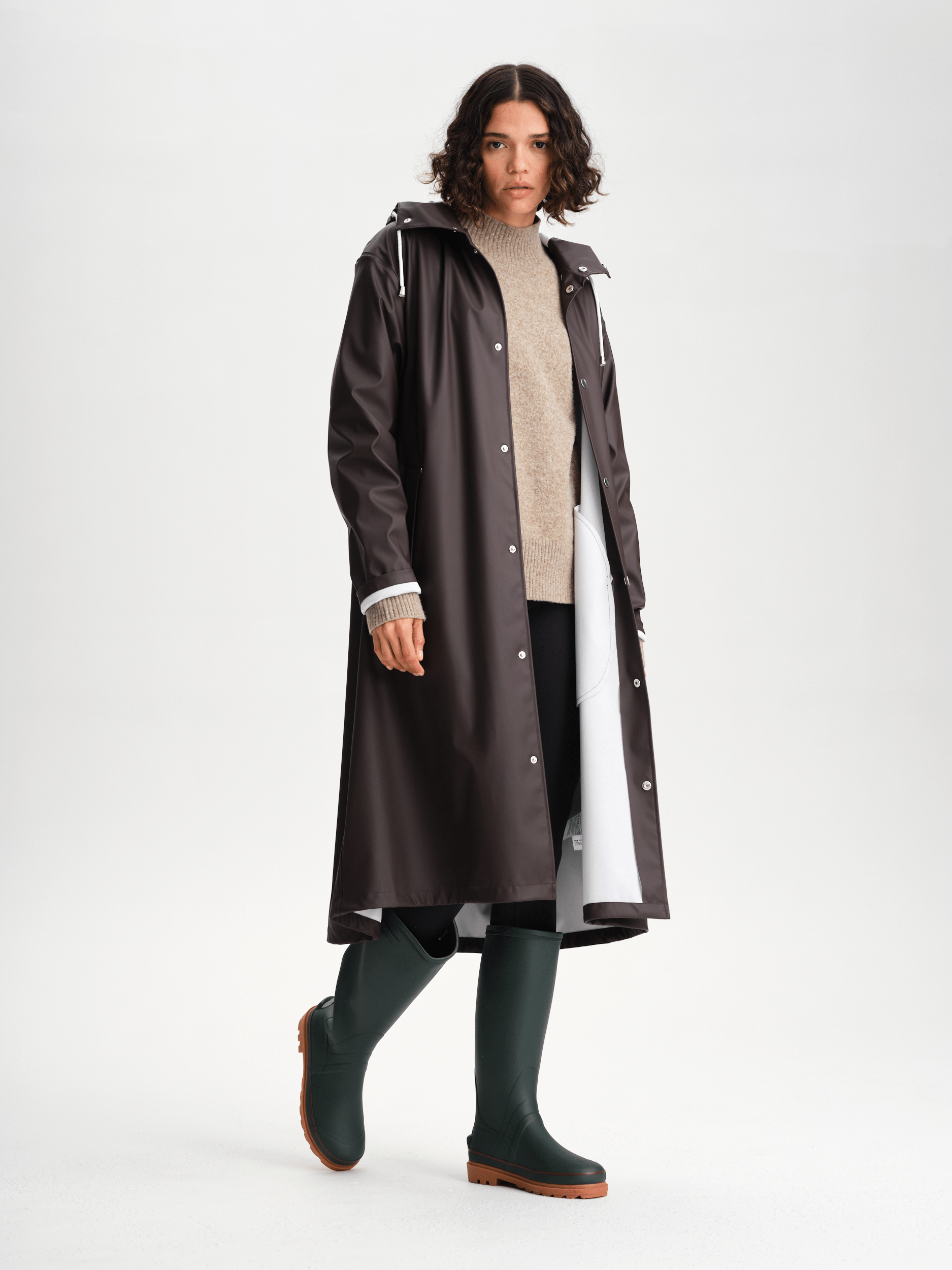 RAIN COAT LONG  CACAO BROWN Everest All Weather Coat