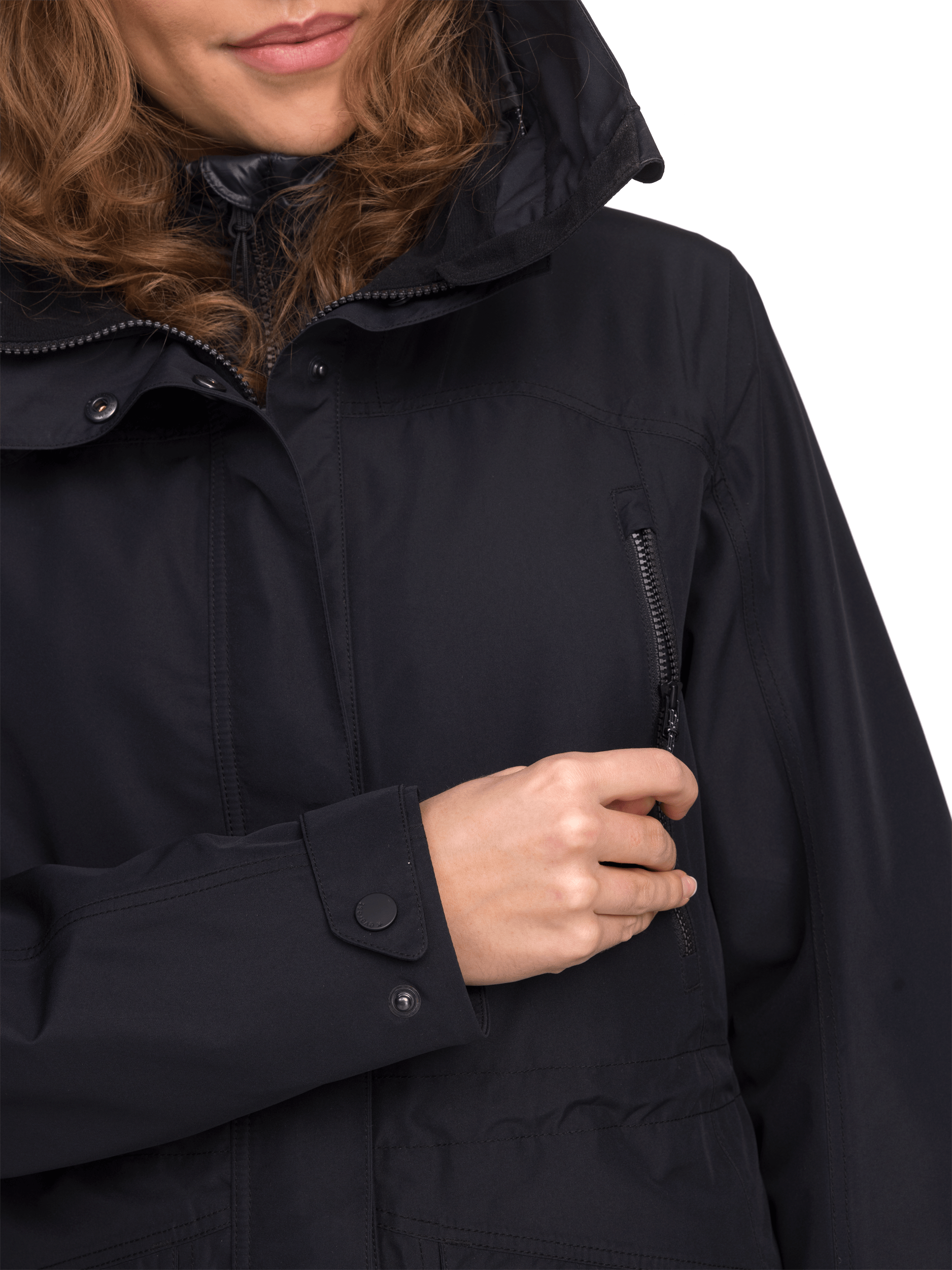 DAMEN FUNKTIONSPARKA SCHWARZ Everest Gefütterter Parka