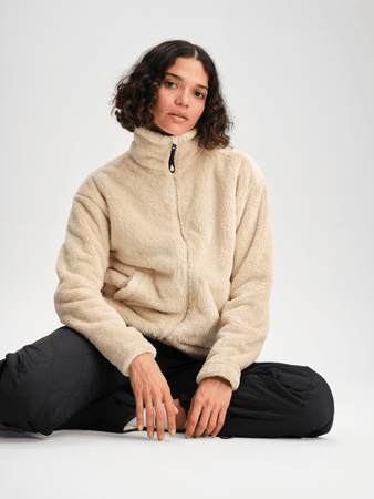 ジャケット・アウター echeveria alpaca wool trip jkt beige COZY PILE JACKET IVORY BEIGE WOMEN