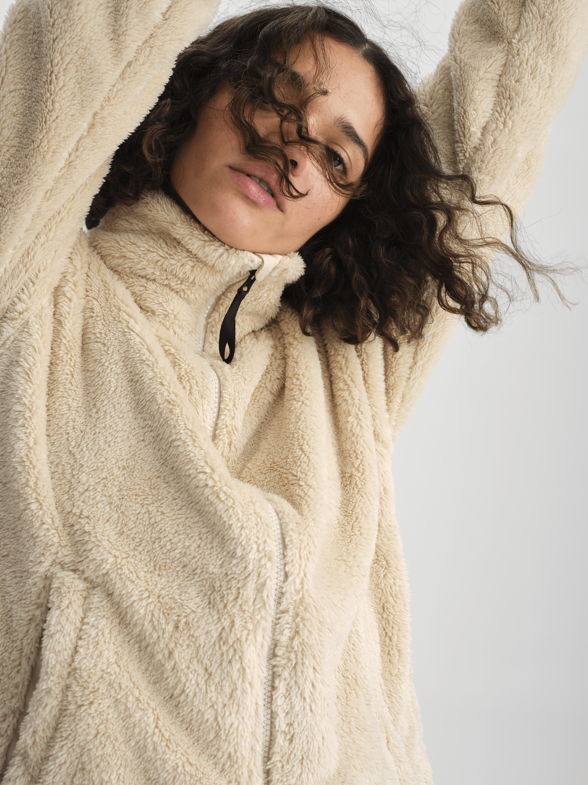 COZY PILE JACKET IVORY BEIGE WOMEN Everest Pile Fleece