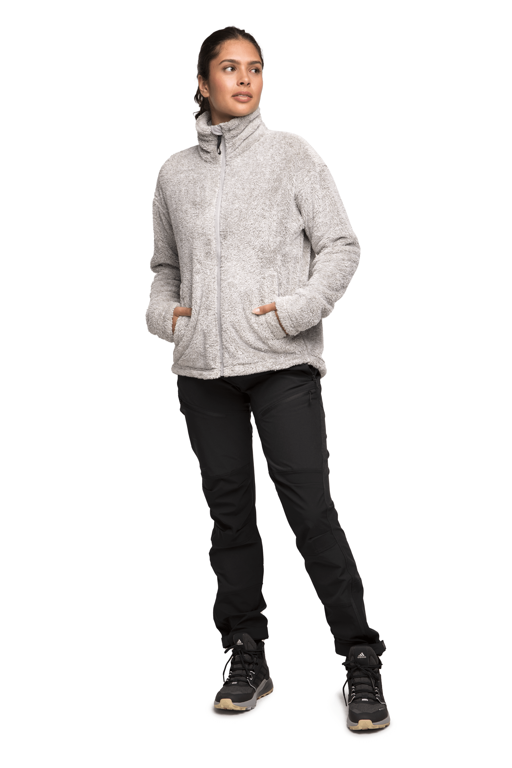 COZY PILE JACKET LT GREY MELANGE WOMEN Everest Pile Fleece