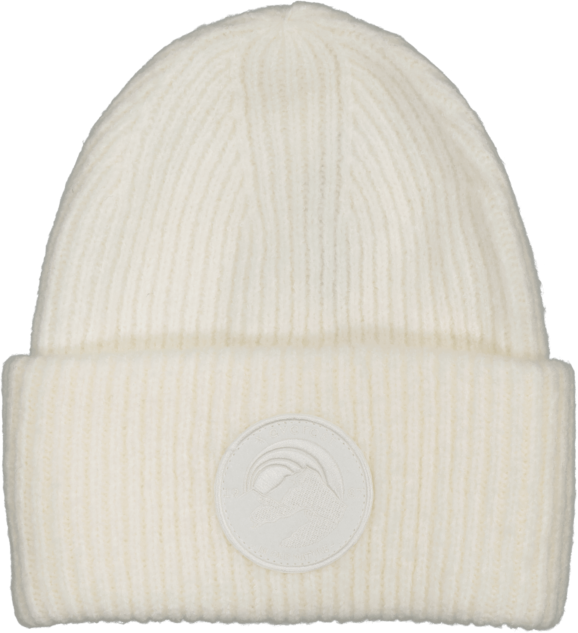 HEAVY KNIT BADGE BEANIE SNOW WHITE