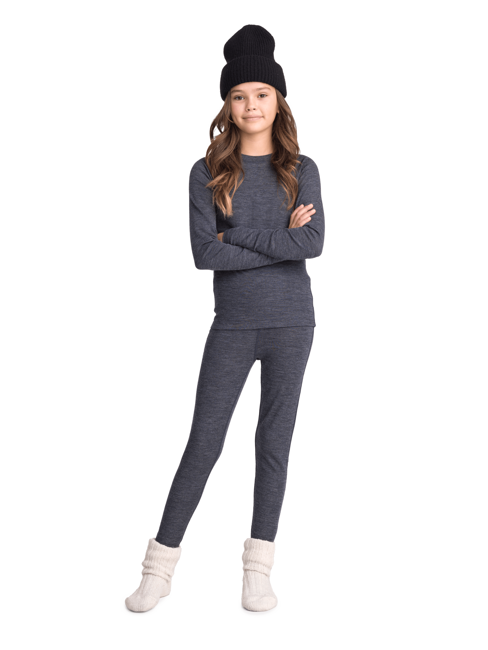 WOOL FIRST LAYER PANT DARK GREY MELANGE JUNIOR Everest First Layer Wool