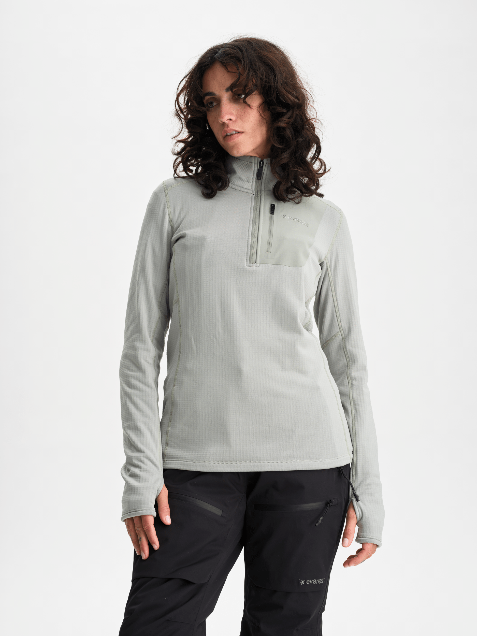 Strukturierte Quarter-Zip-Jacke Sage Mist Everest Second Layer Shirt