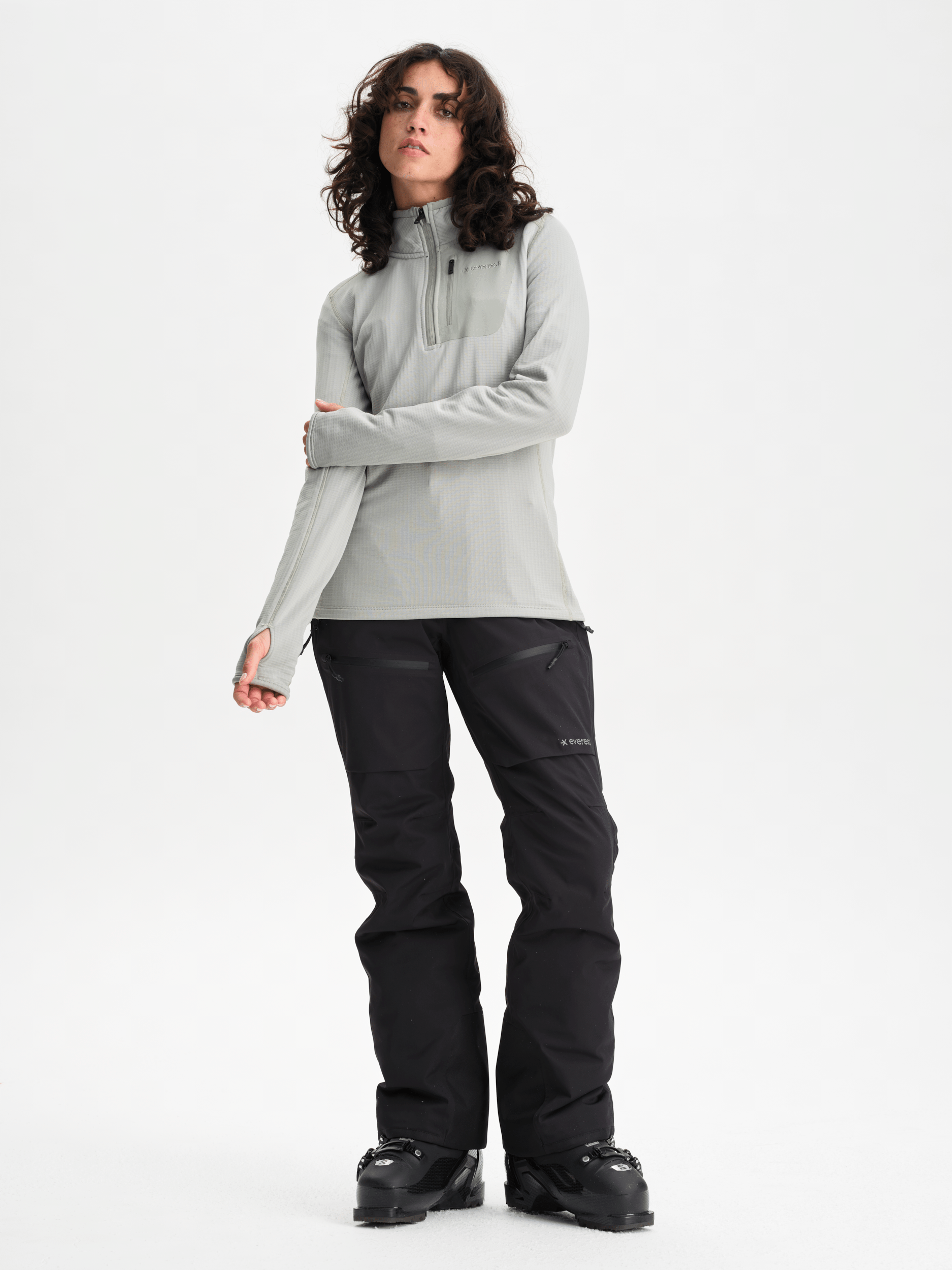 Strukturierte Quarter-Zip-Jacke Sage Mist Everest Second Layer Shirt