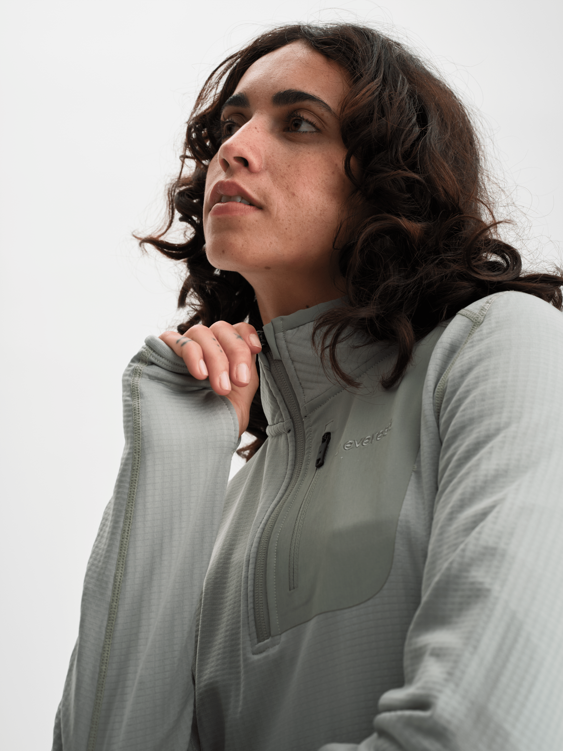 Strukturierte Quarter-Zip-Jacke Sage Mist Everest Second Layer Shirt