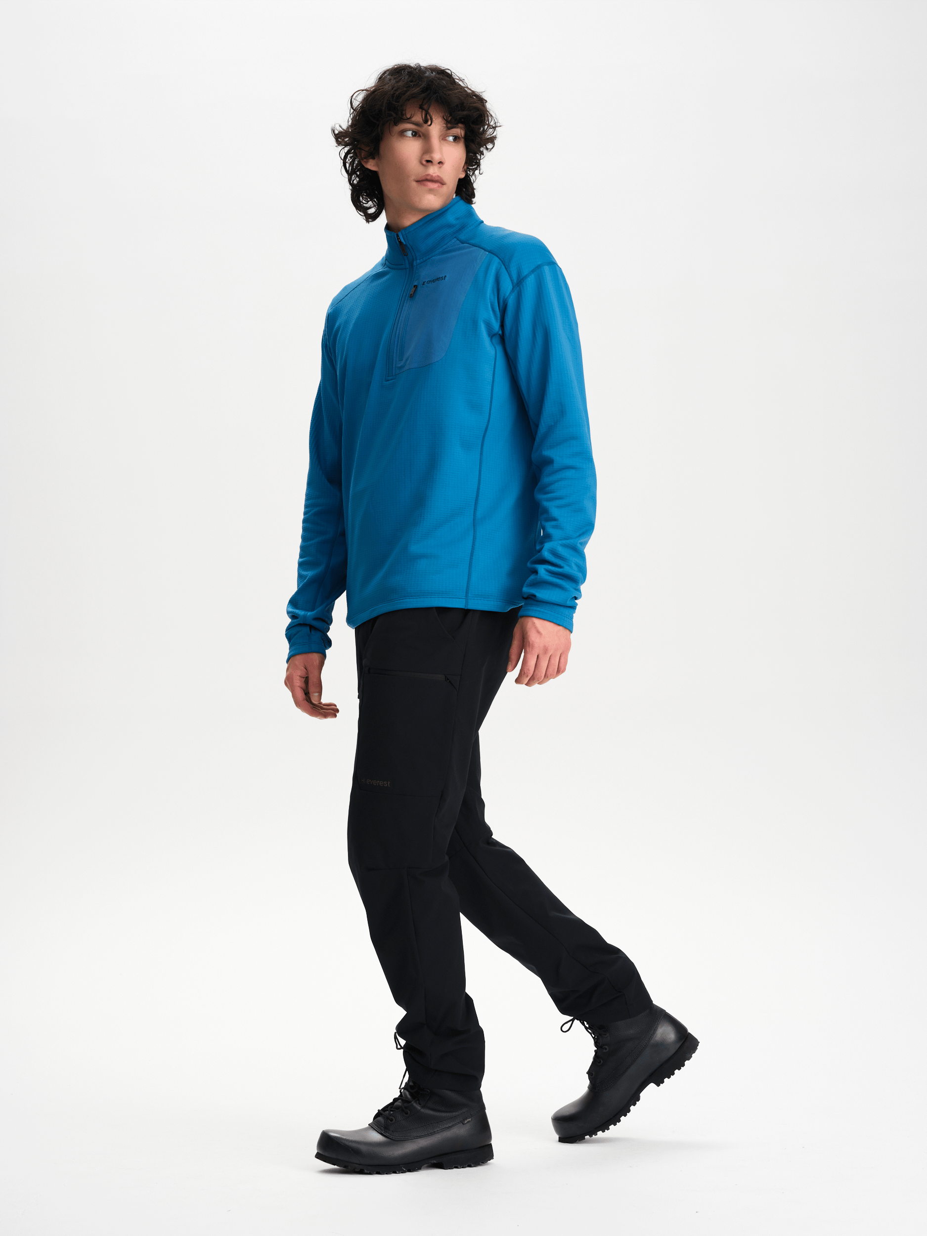 STRUKTURALNA BLUZA Z ZAMKIEM DO POŁOWY W KOLORZE GLACIER BLUE Everest Polary Kaptur