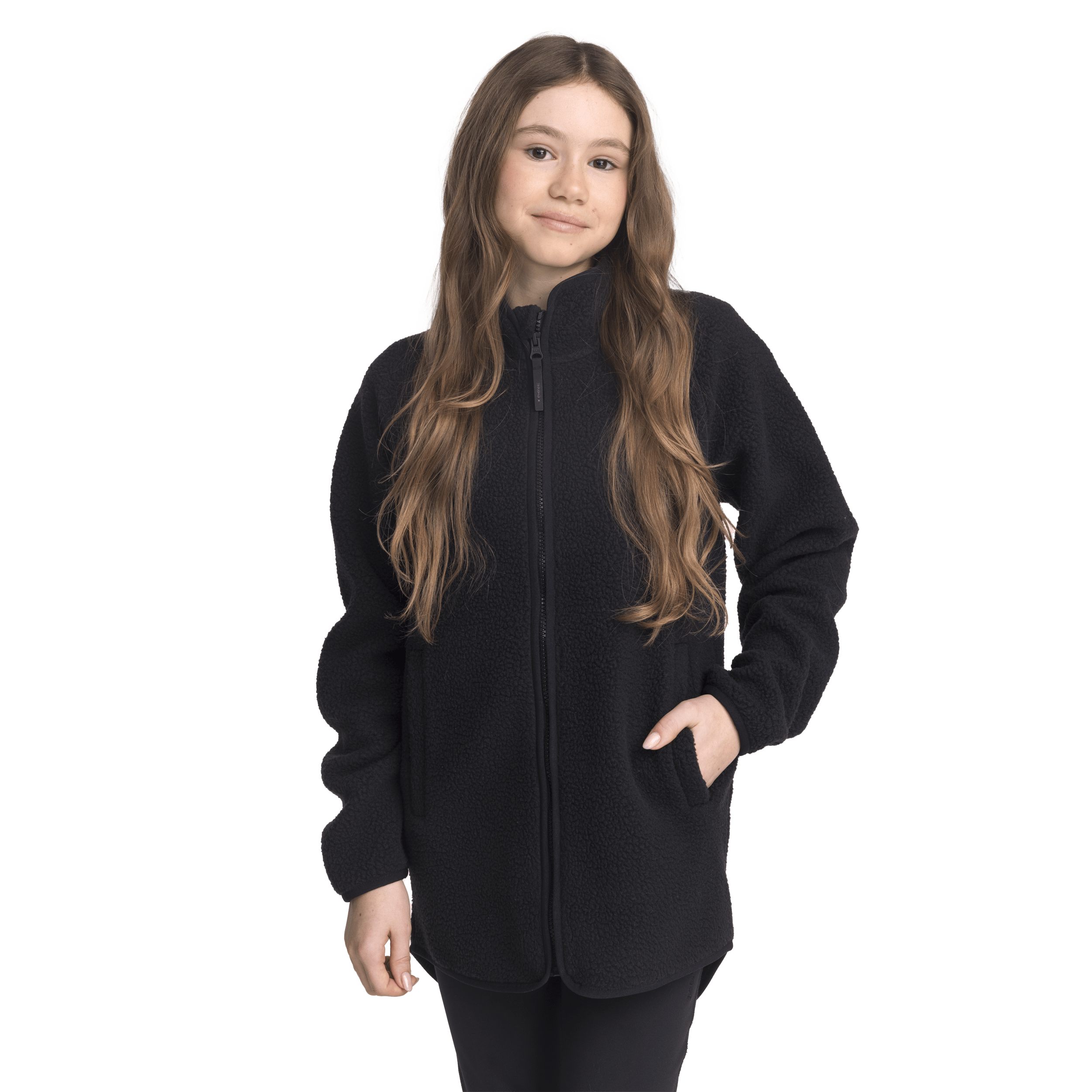 DŁUGA KOSZULA Z POLARU CZARNA JUNIOR Everest Polar typu Pile