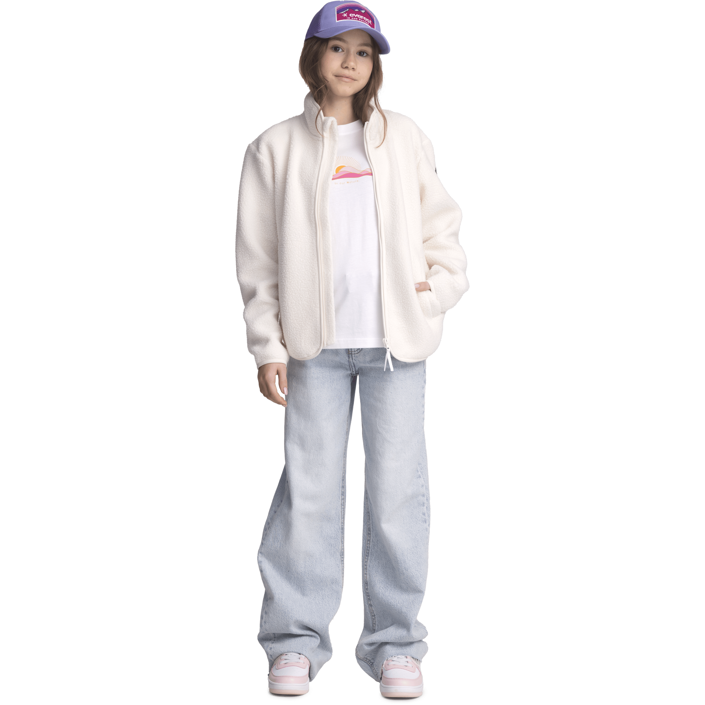 BLUZA Z ZAMKIEM PILE OFF WHITE JUNIOR Everest Druga warstwa