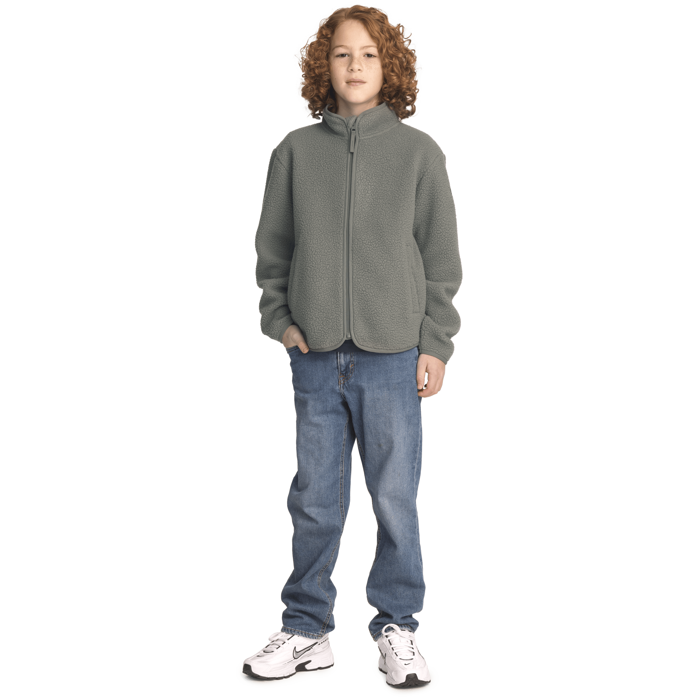 BLUZA ROZPINANA Z POLARU KHAKI SZARY JUNIOR Everest Warstwa Środkowa