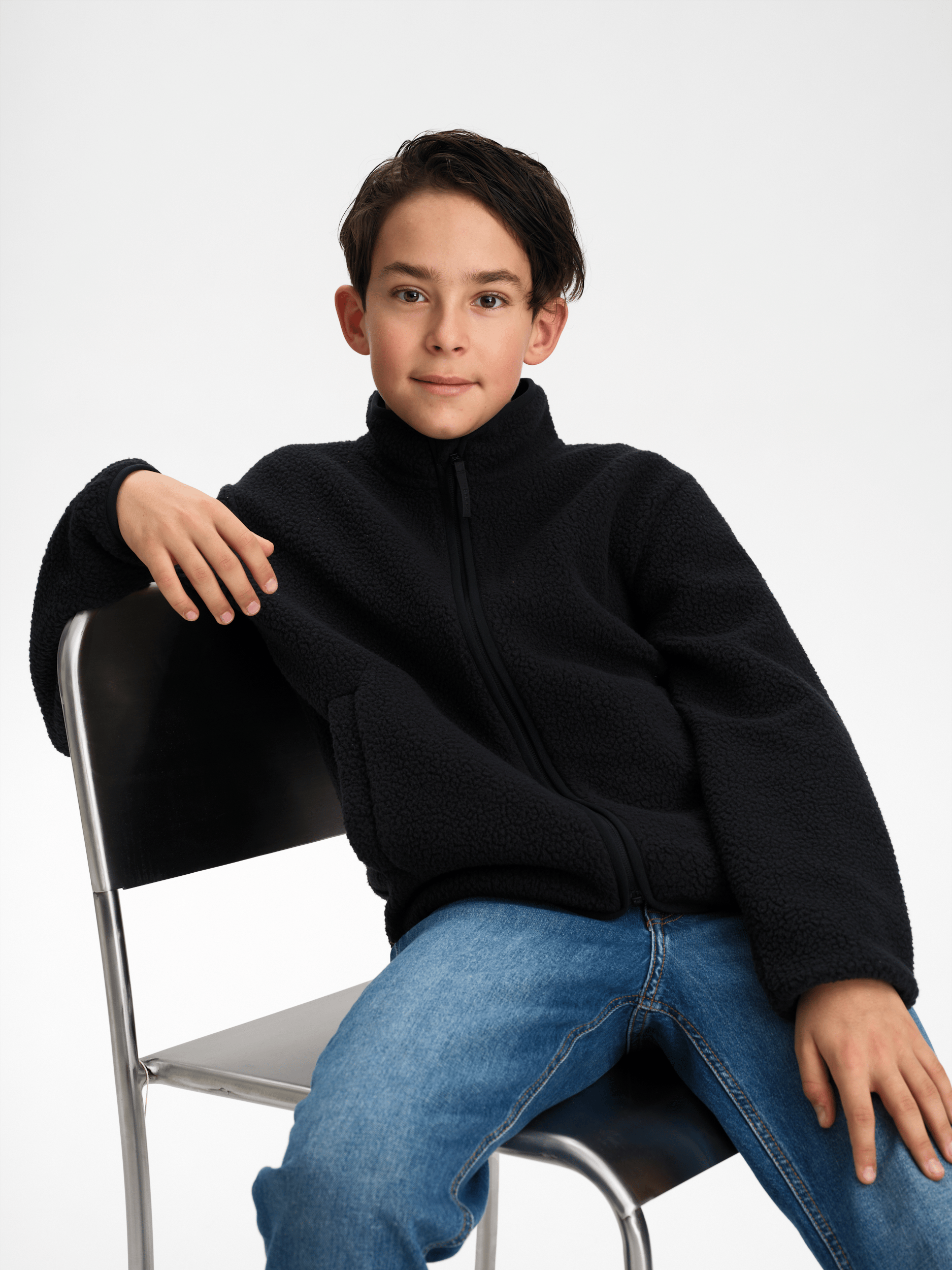 PILE ZIP SHIRT BLACK JUNIOR Everest Second Layer