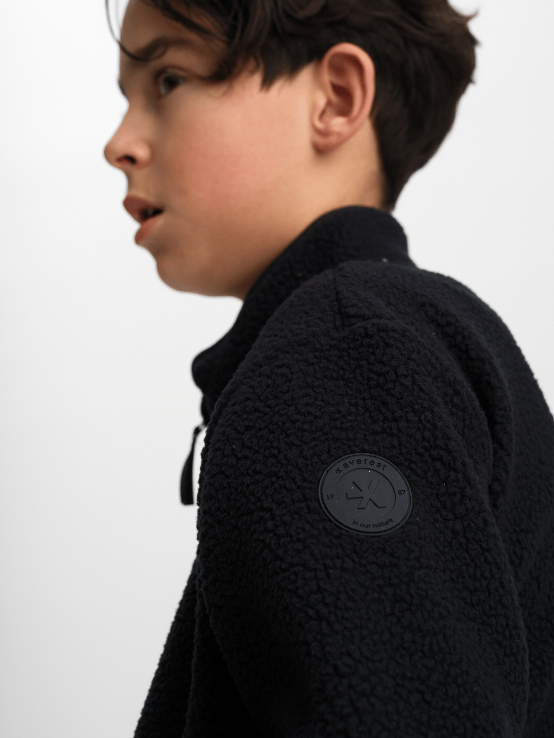 PILE-ZIP-SHIRT SCHWARZ JUNIOR Everest Zweite Lage