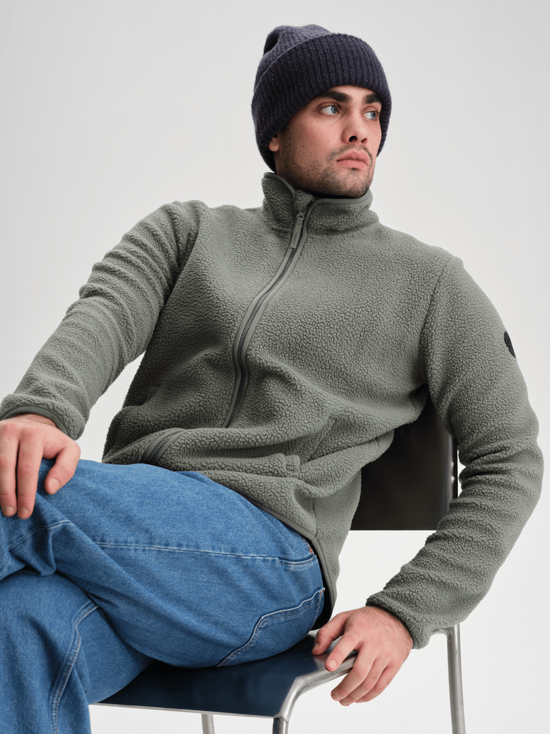 PILE ZIP SHIRT KHAKI GREY Everest Pile Fleece