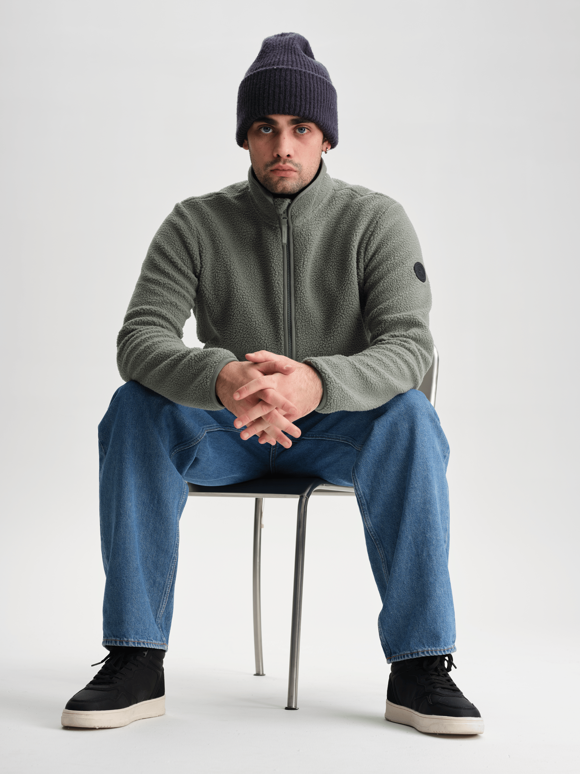 PILE ZIP SHIRT KHAKI GREY Everest Pile Fleece