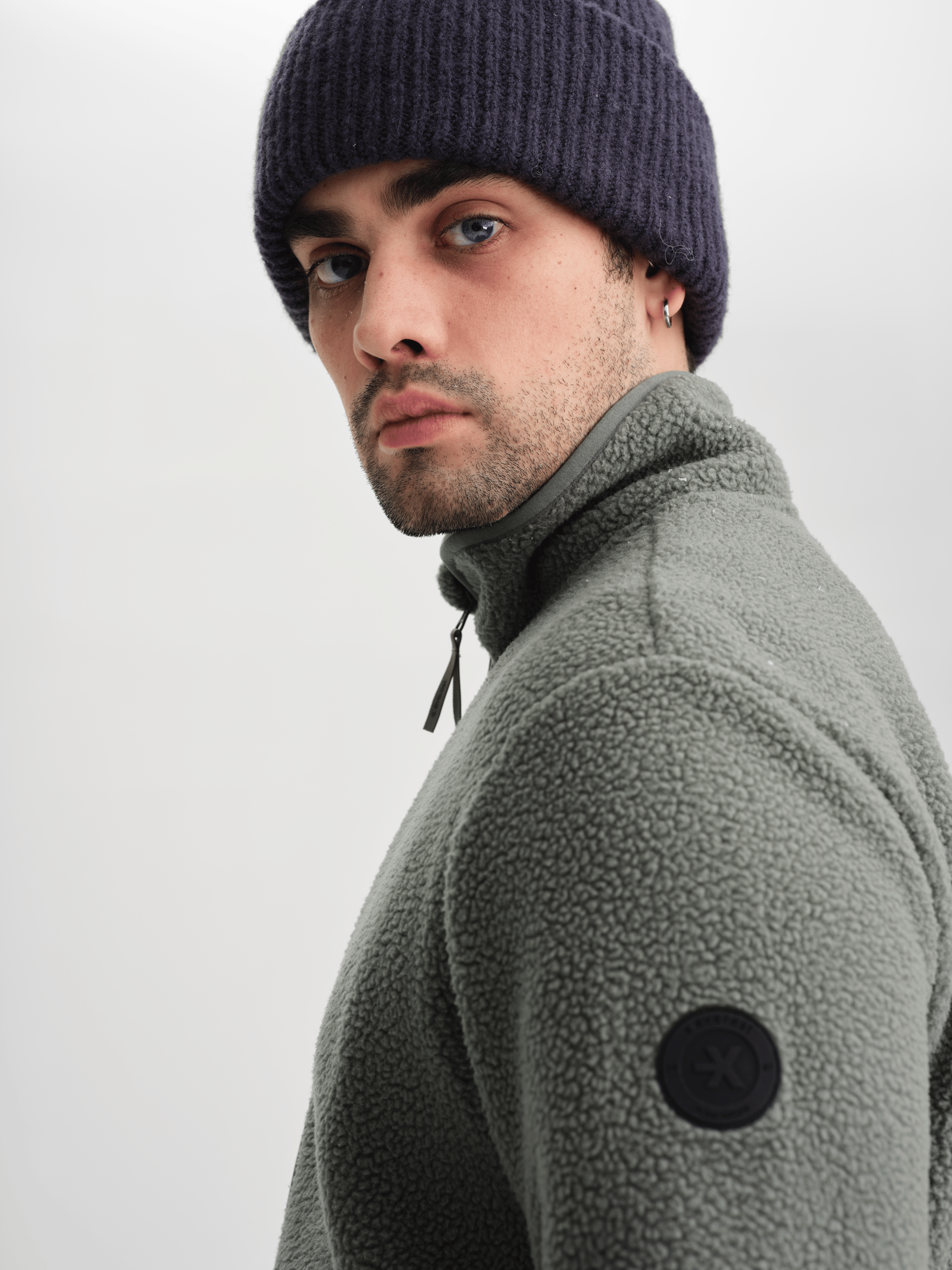 PILE ZIP SHIRT KHAKI GREY Everest Pile Fleece