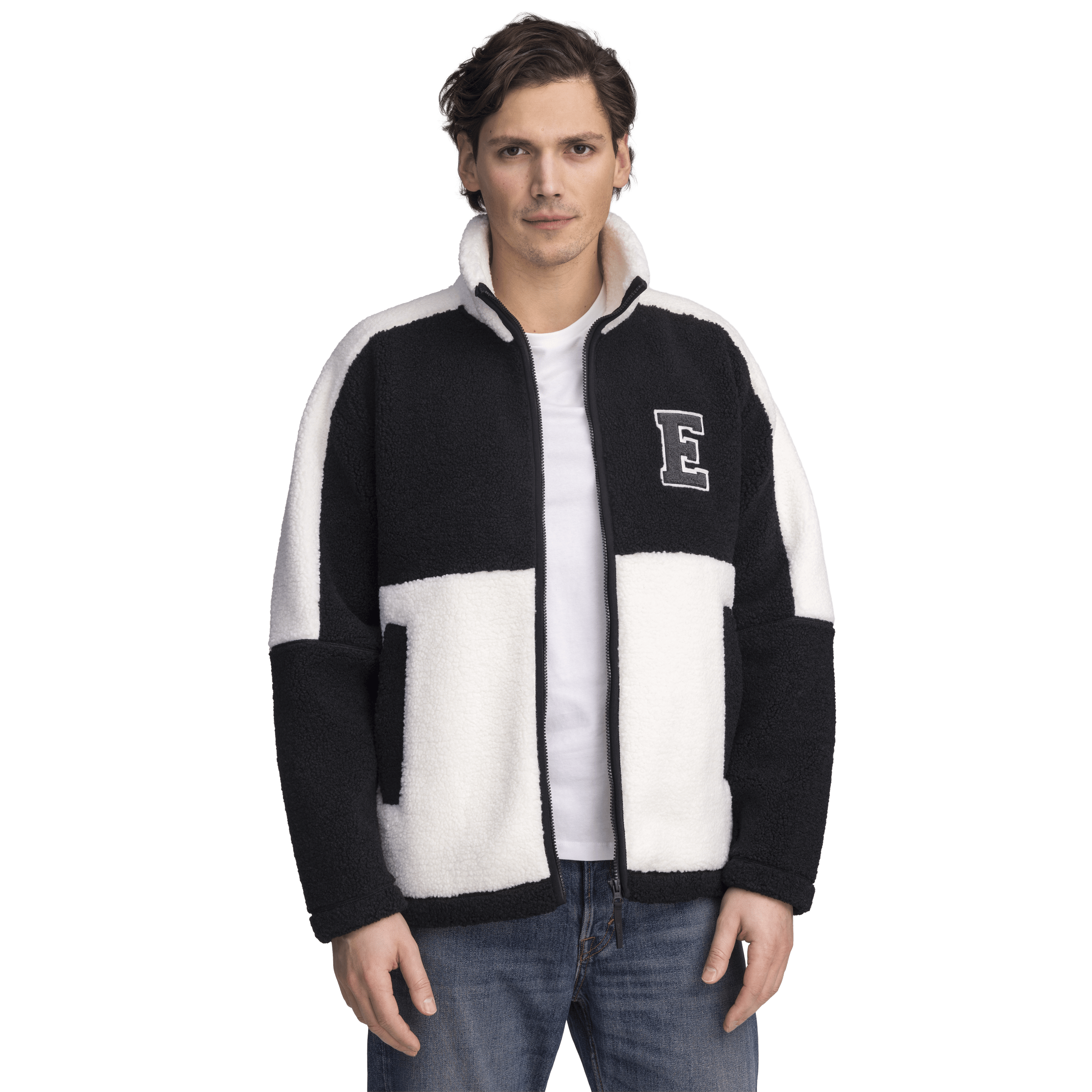 NEEL PILE JACKE - SCHWARZ/OFFWHITE Everest Pile Fleece