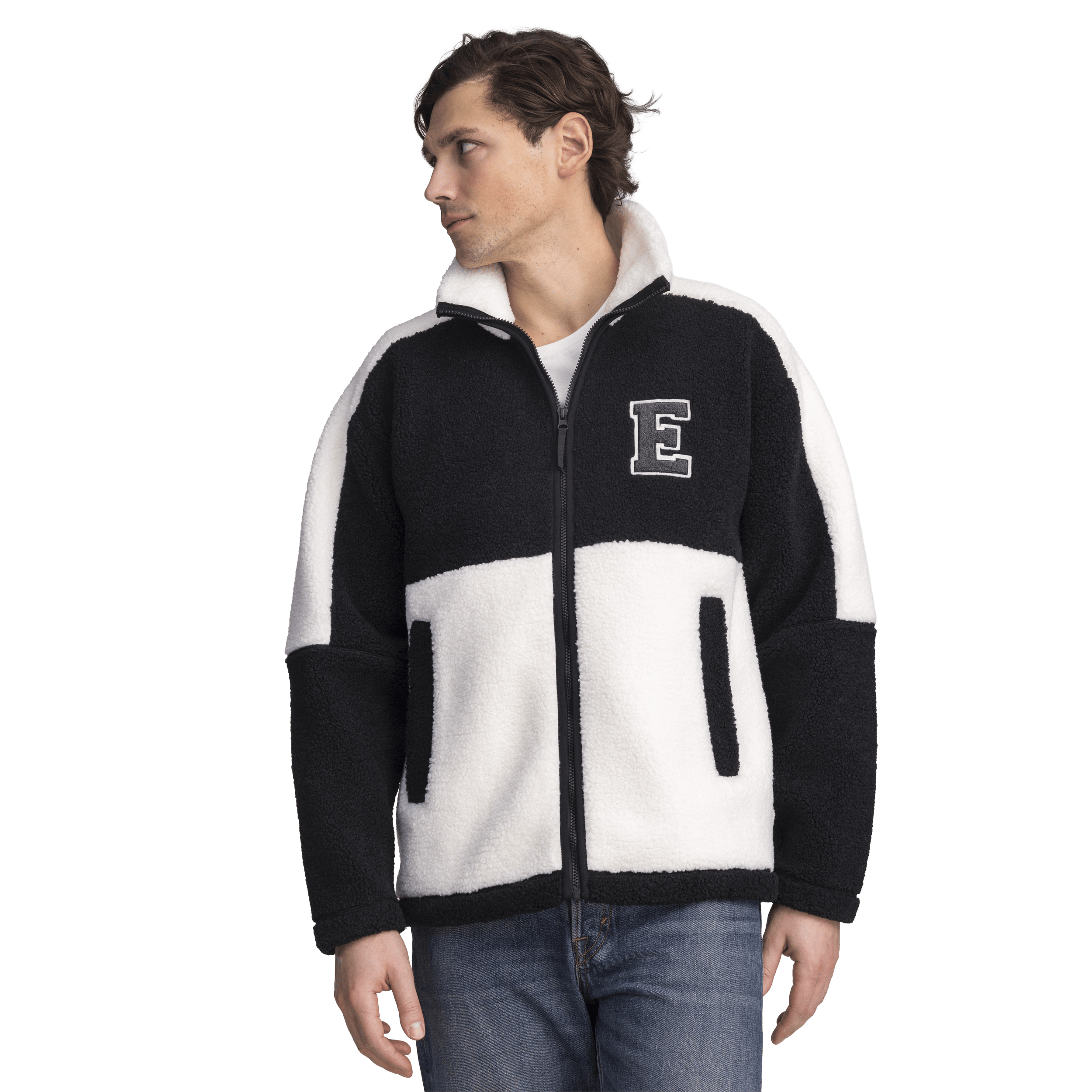 NEEL PILE JACKE - SCHWARZ/OFFWHITE Everest Pile Fleece