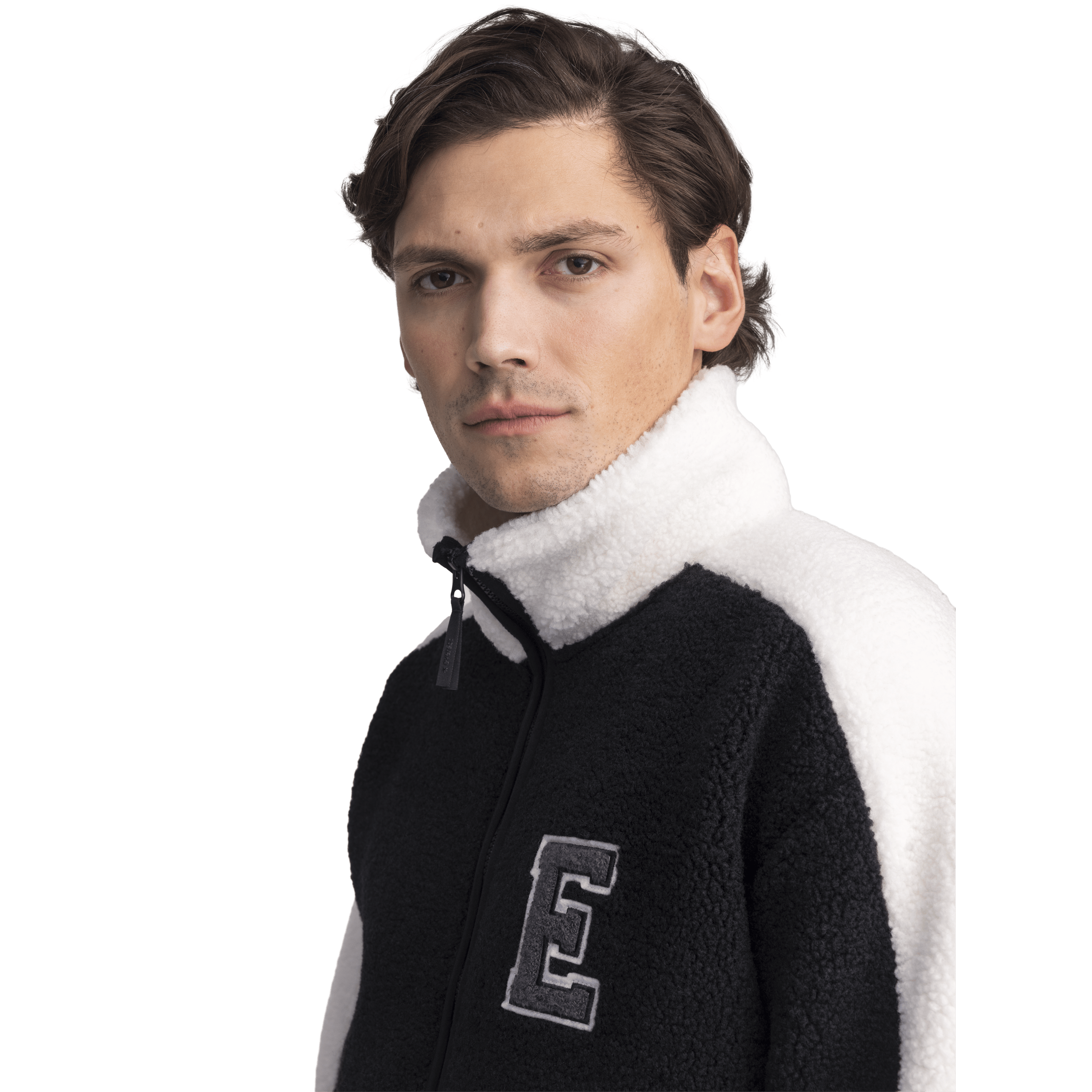 NEEL PILE JACKE - SCHWARZ/OFFWHITE Everest Pile Fleece