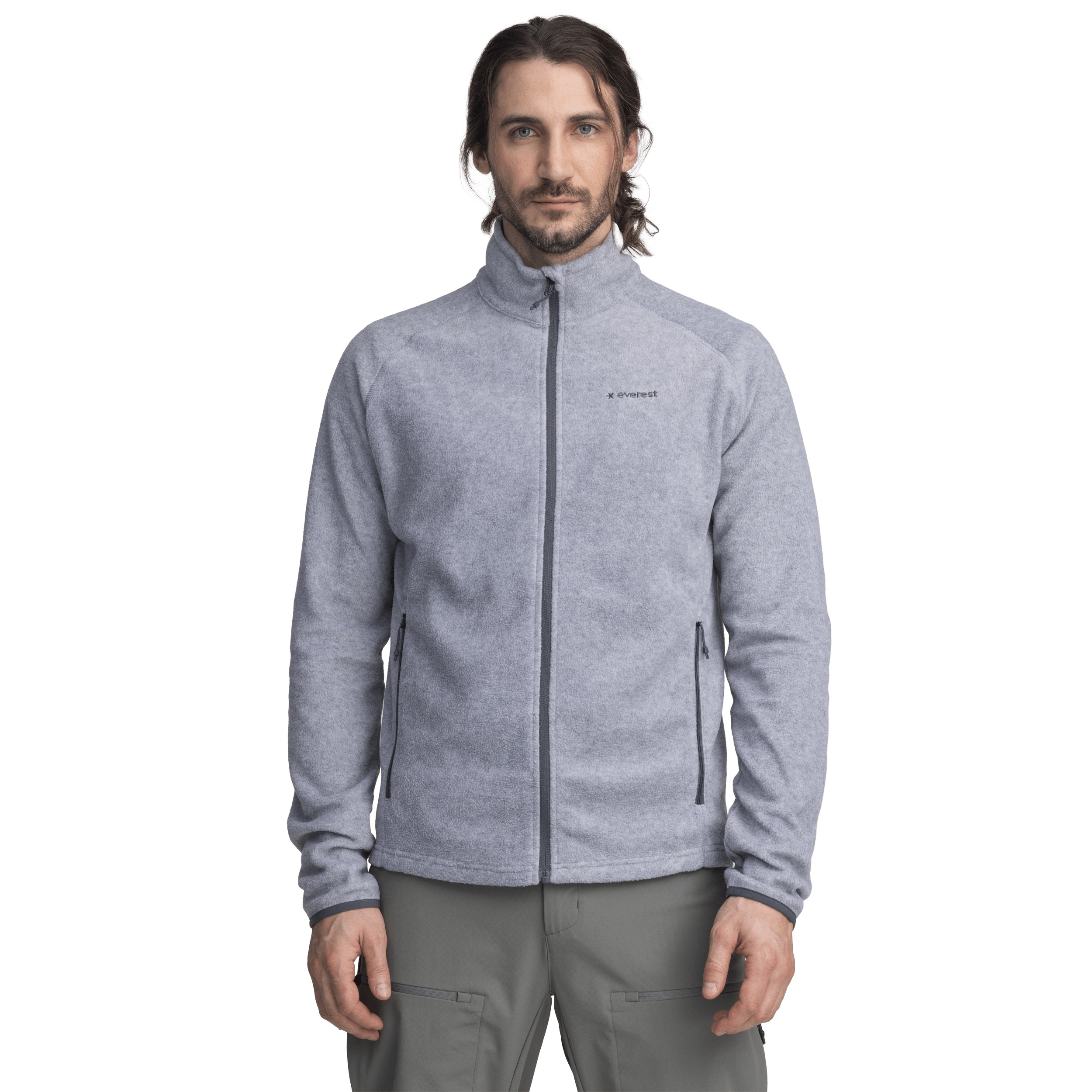 KURTKA Z POLARU NA SUWAK SZARY MELANŻ Everest Druga warstwa