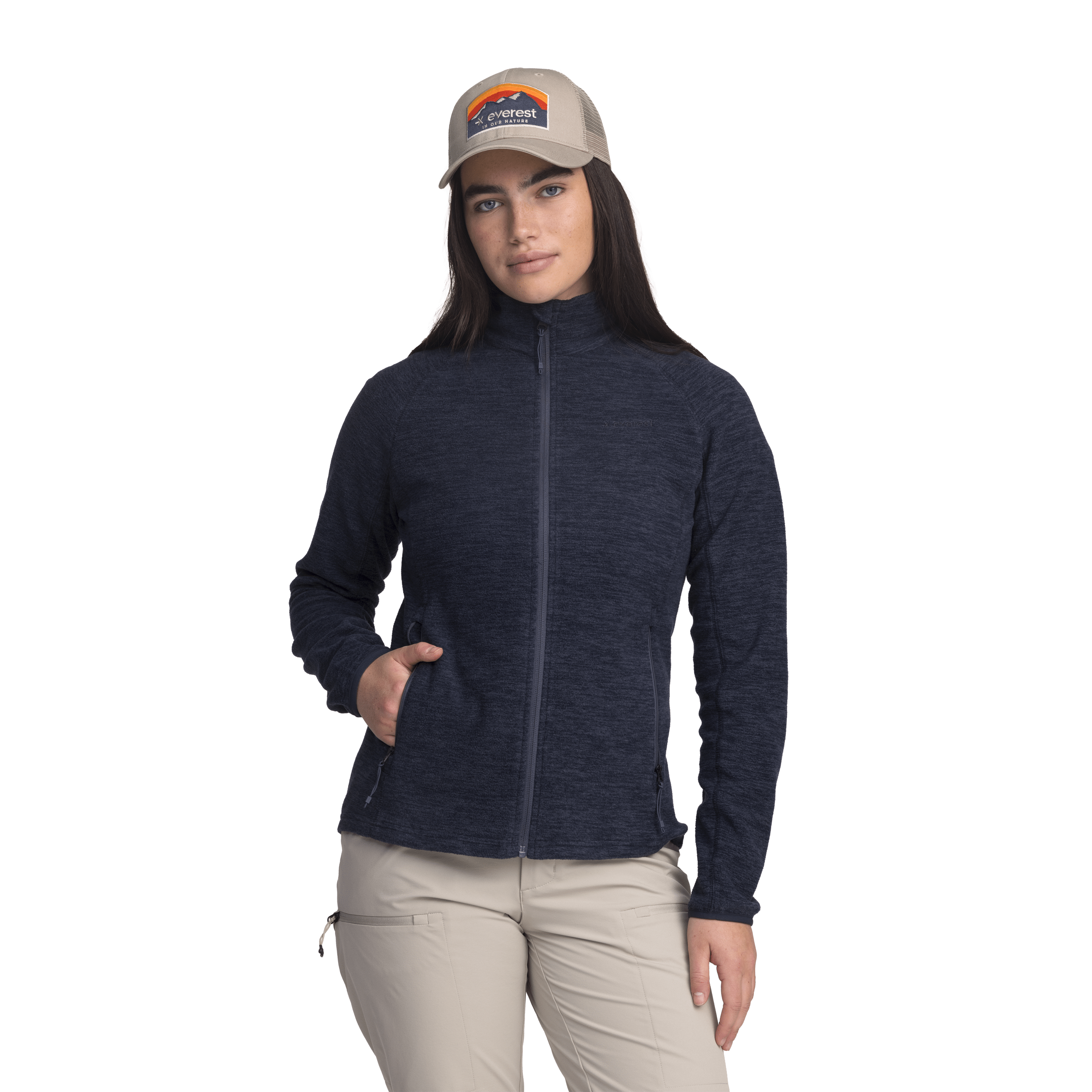 ZIP FLEECE JACKET NAVY MELANGE Everest Second Layer