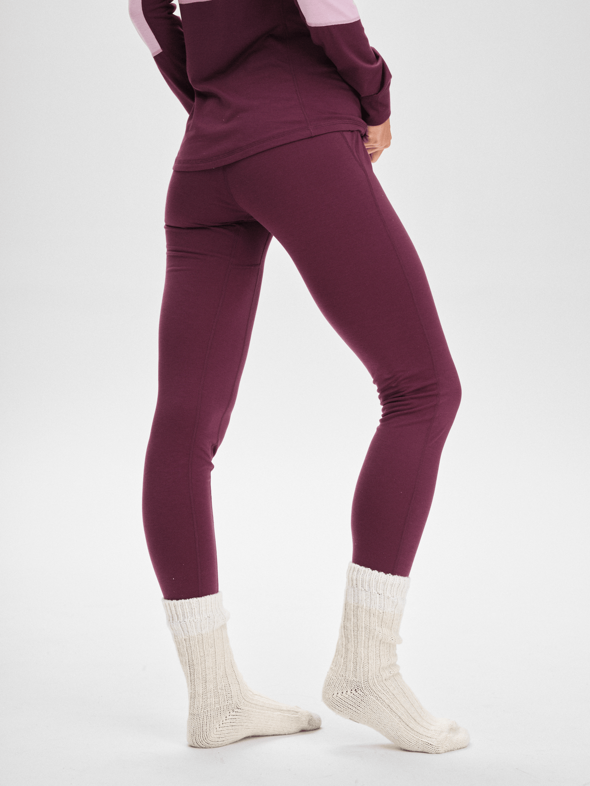 BASE LAYER PANTS MAUVE WINE WOMEN Everest Base Layer Wool