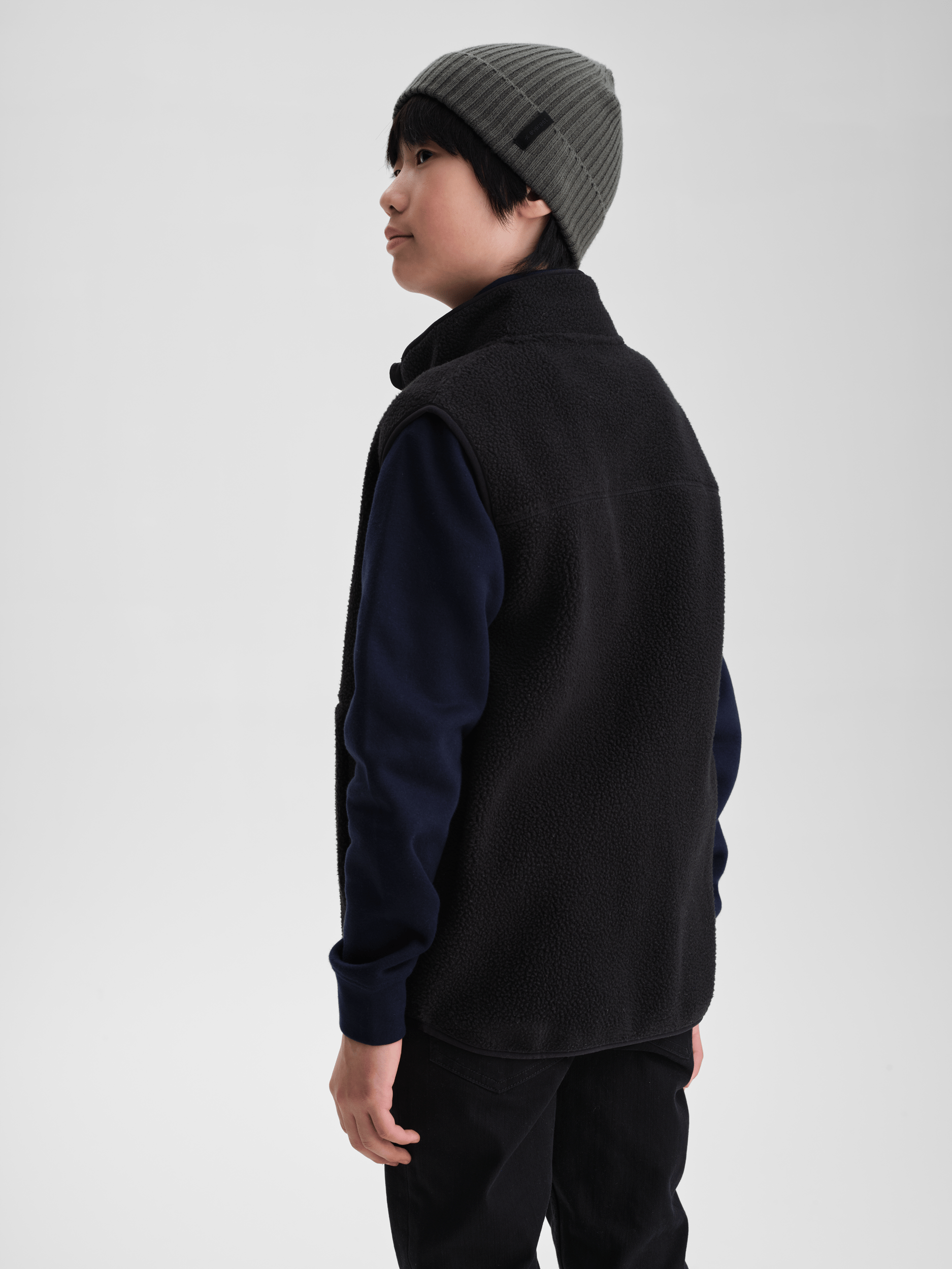 PILE-ZIP-WESTE SCHWARZ JUNIOR Everest Zweite Schicht