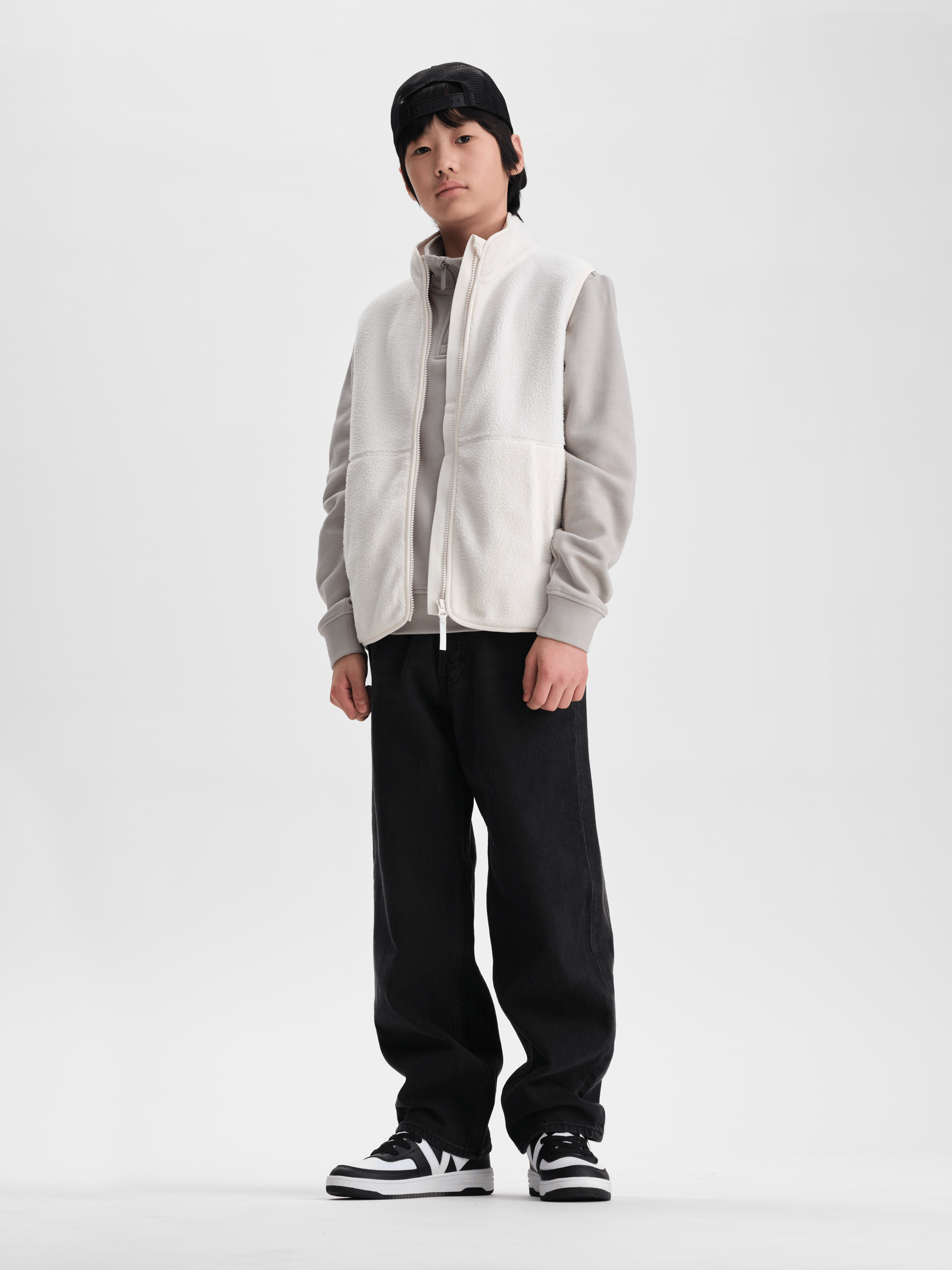 PILE ZIP-WESTE OFF WHITE JUNIOR Everest Zweite Schicht