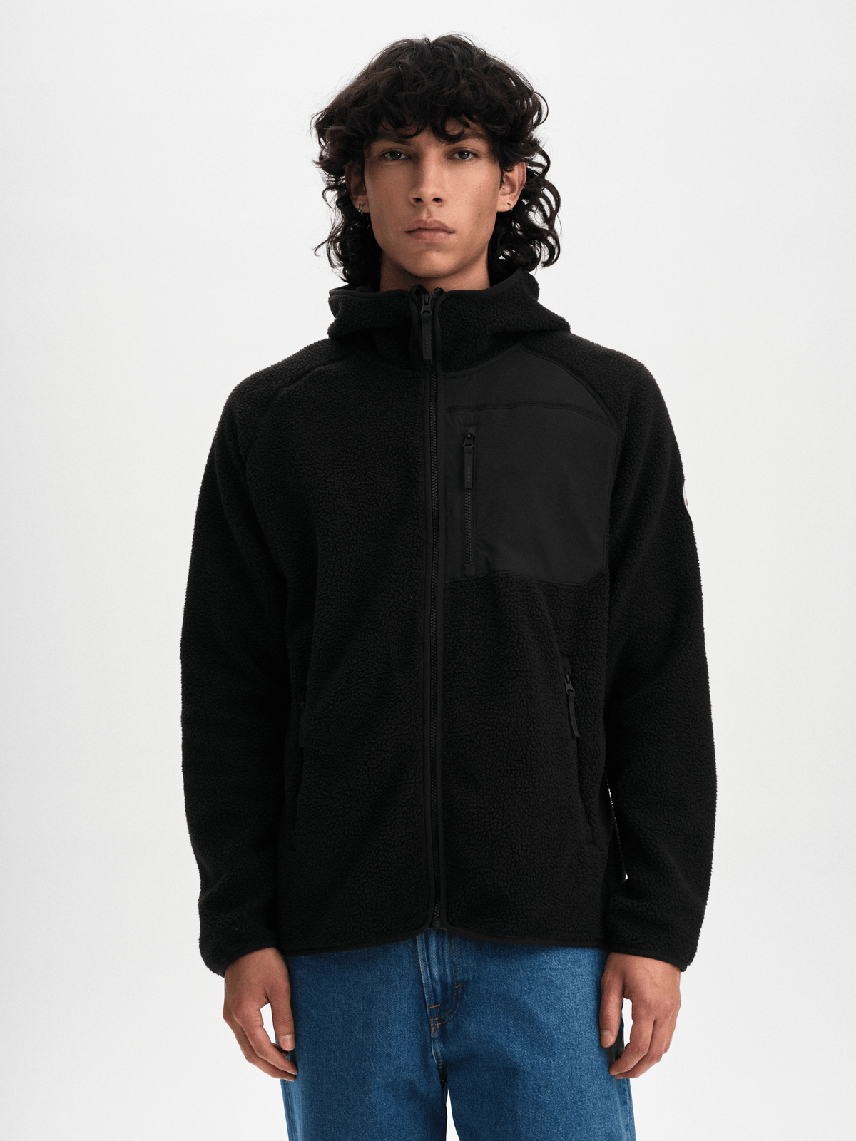 PILE HOOD RETRO BLACK Everest Pile Fleece